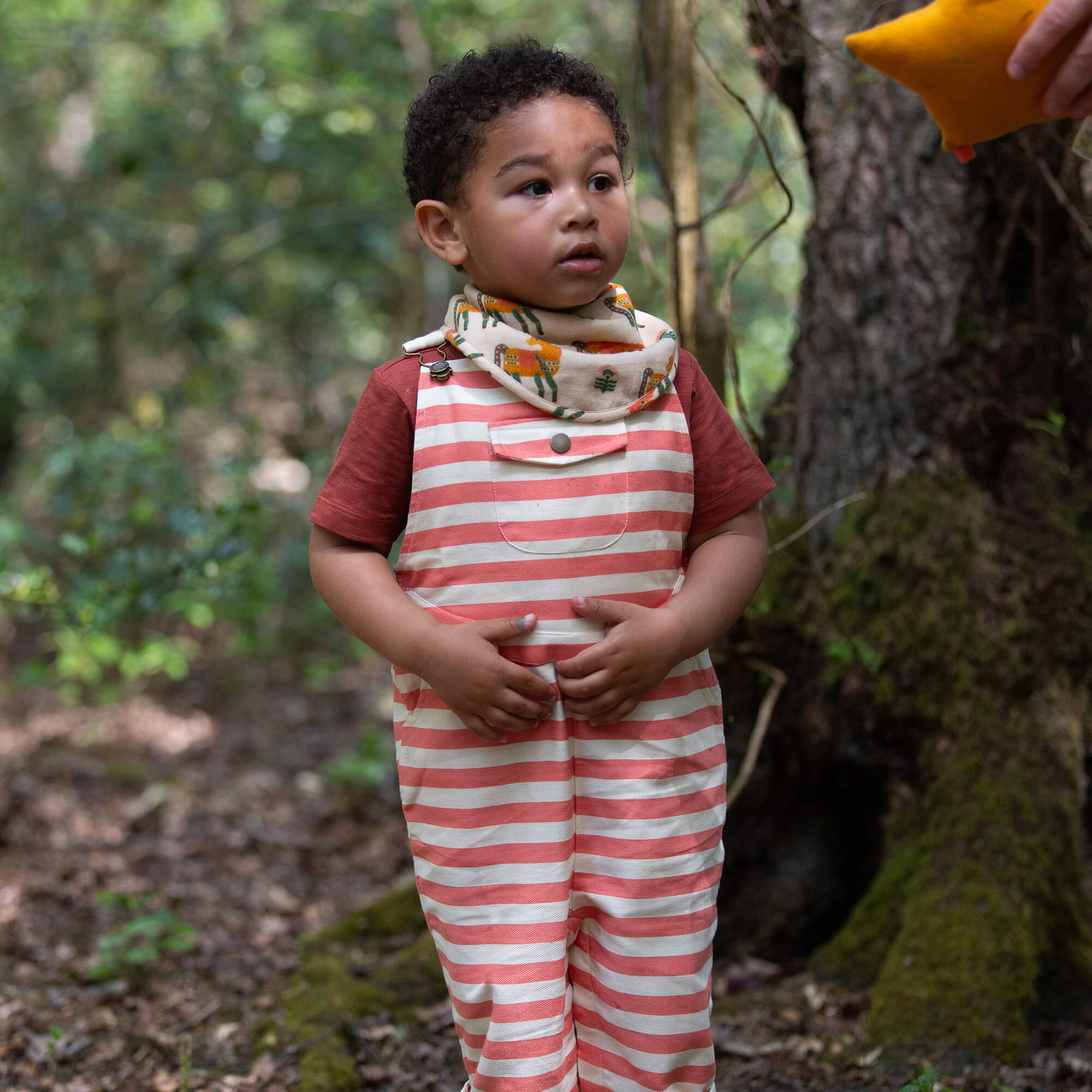 Sunset Red Striped Dungaree Shorts Red / 7-8y