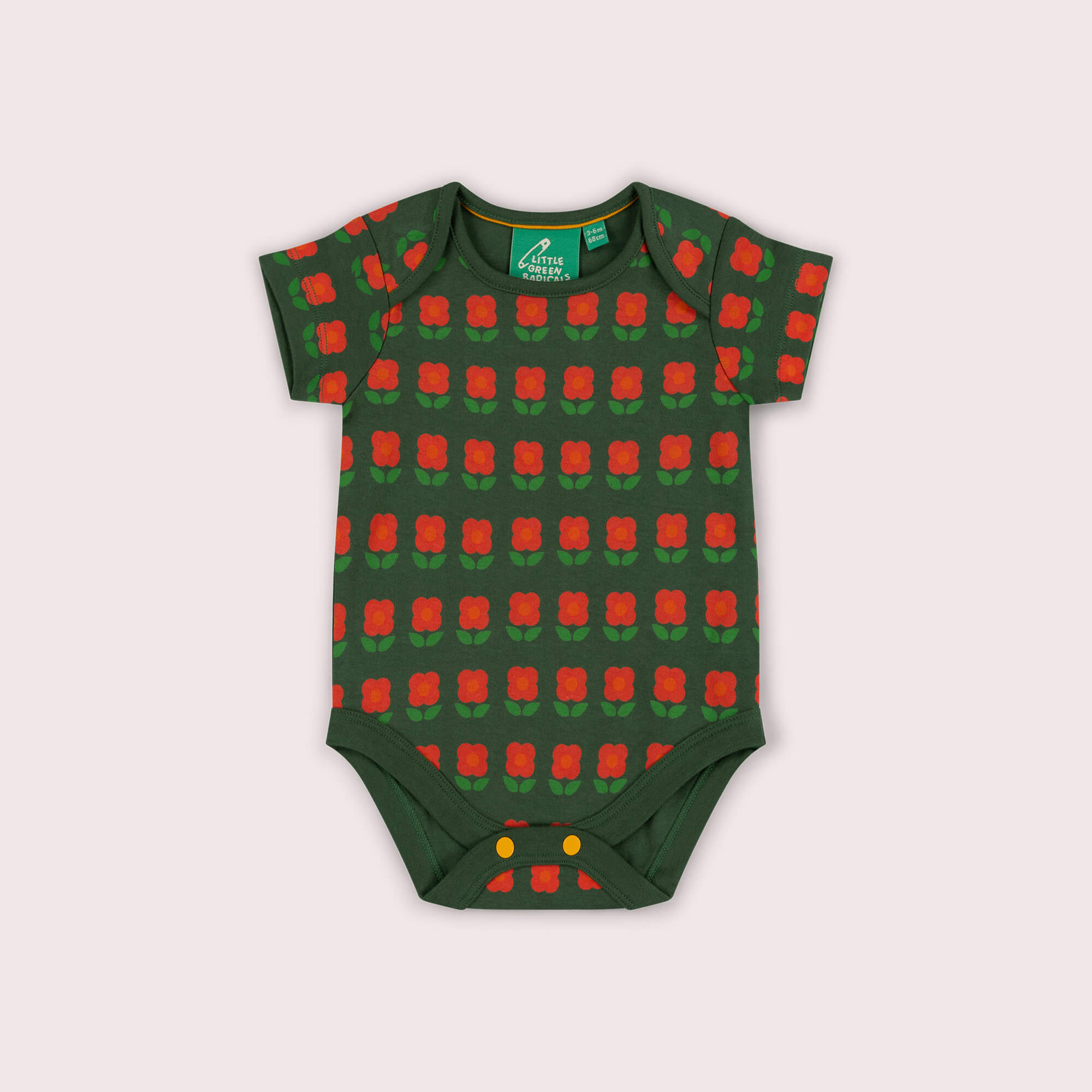 Tigerlily Flowers Organic Baby Bodysuit 2 Pack Green / 18-24m
