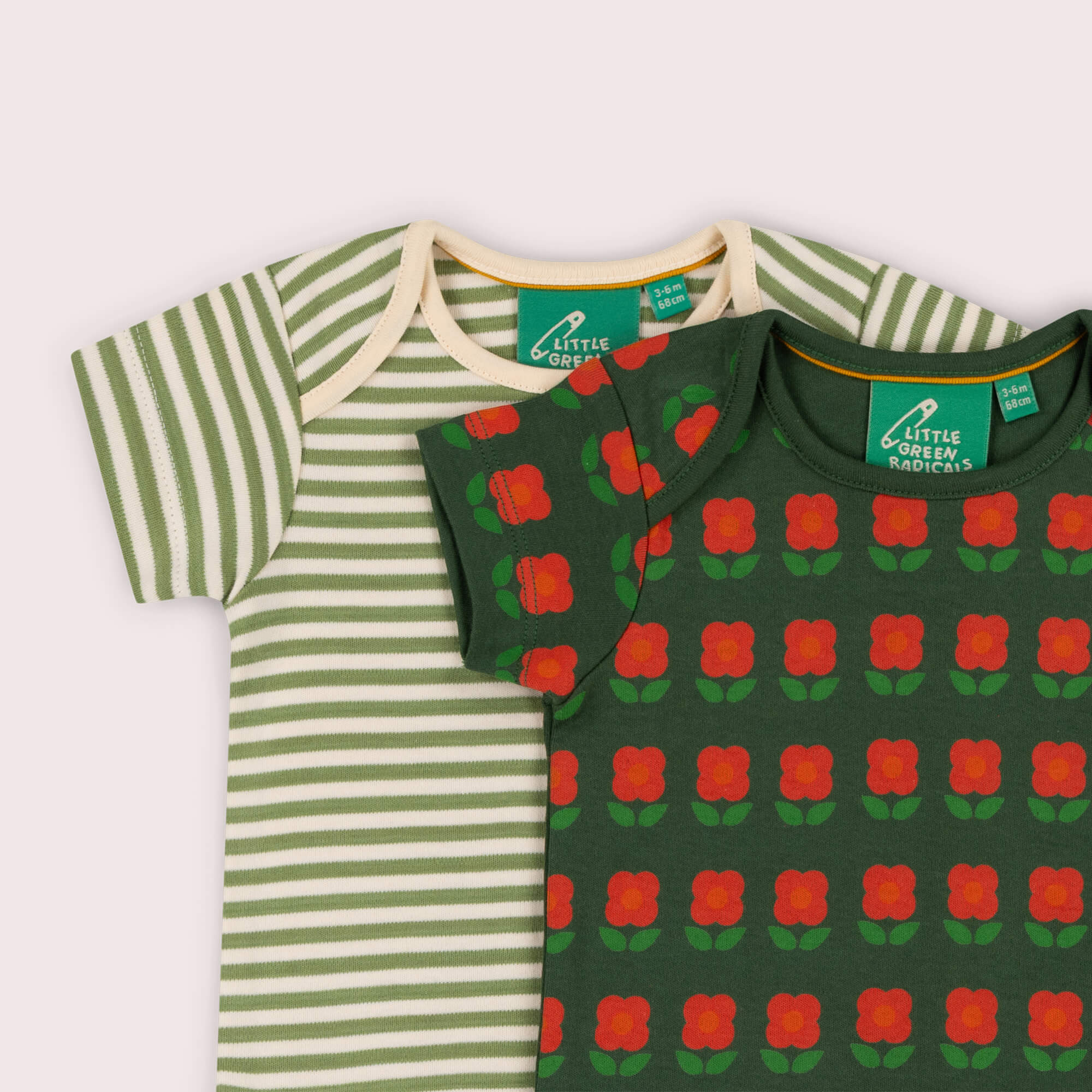 Tigerlily Flowers Organic Baby Bodysuit 2 Pack Green / 18-24m