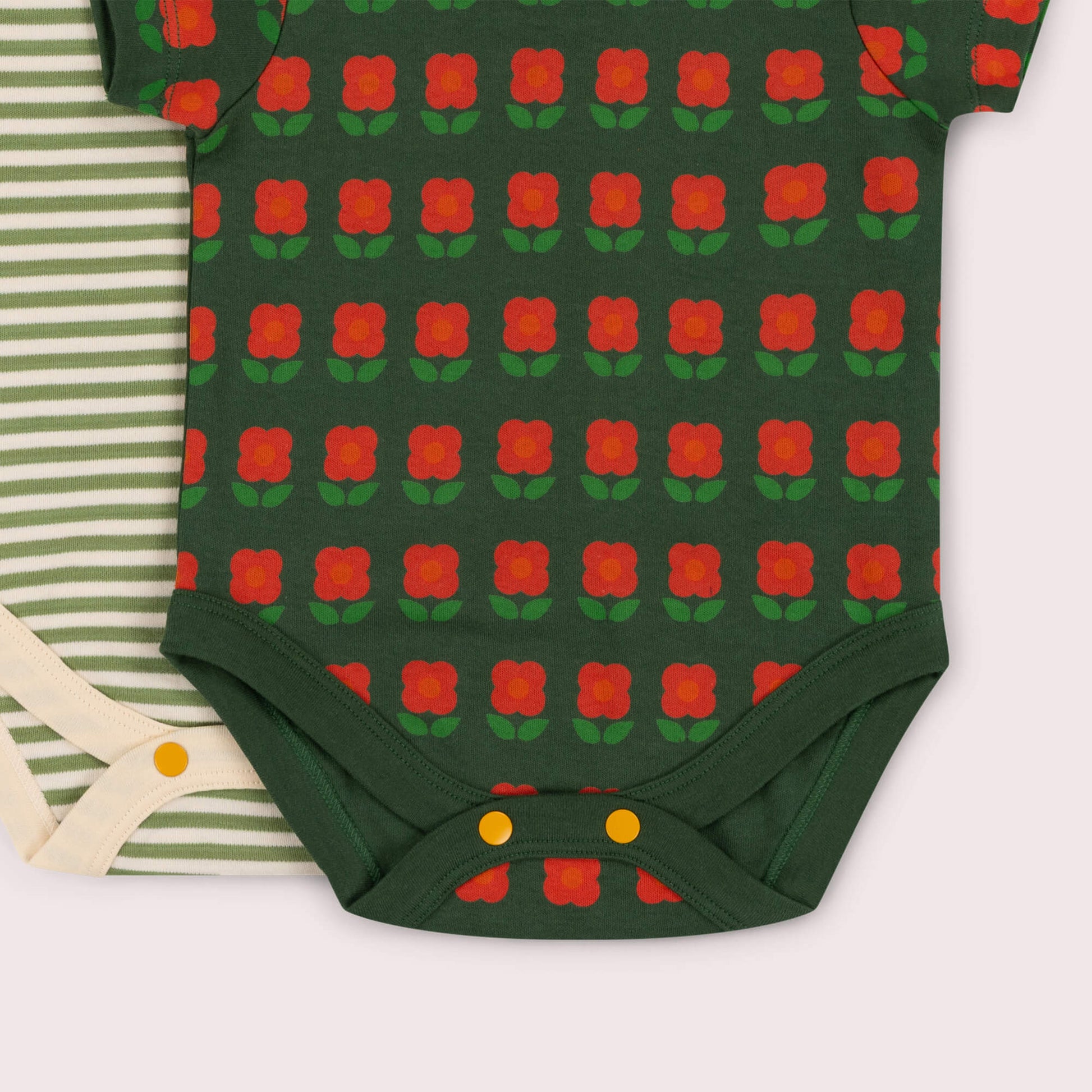 Tigerlily Flowers Organic Baby Bodysuit 2 Pack Green / 18-24m