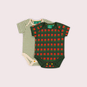Tigerlily Flowers Organic Baby Bodysuit 2 Pack Green / 18-24m