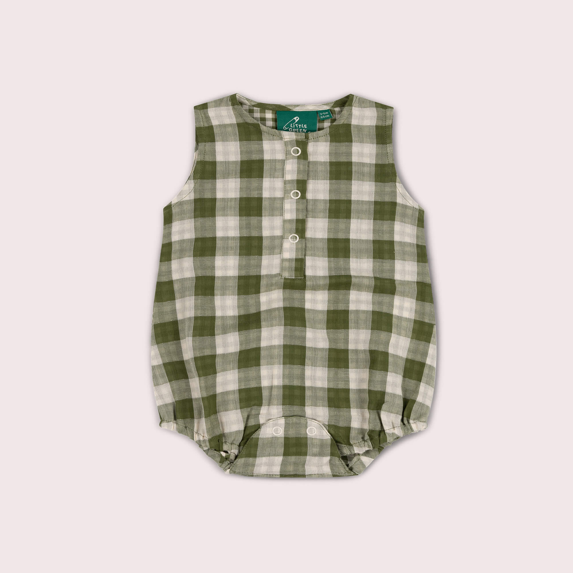 Chive Green Check Bubble Body Green / 18-24m