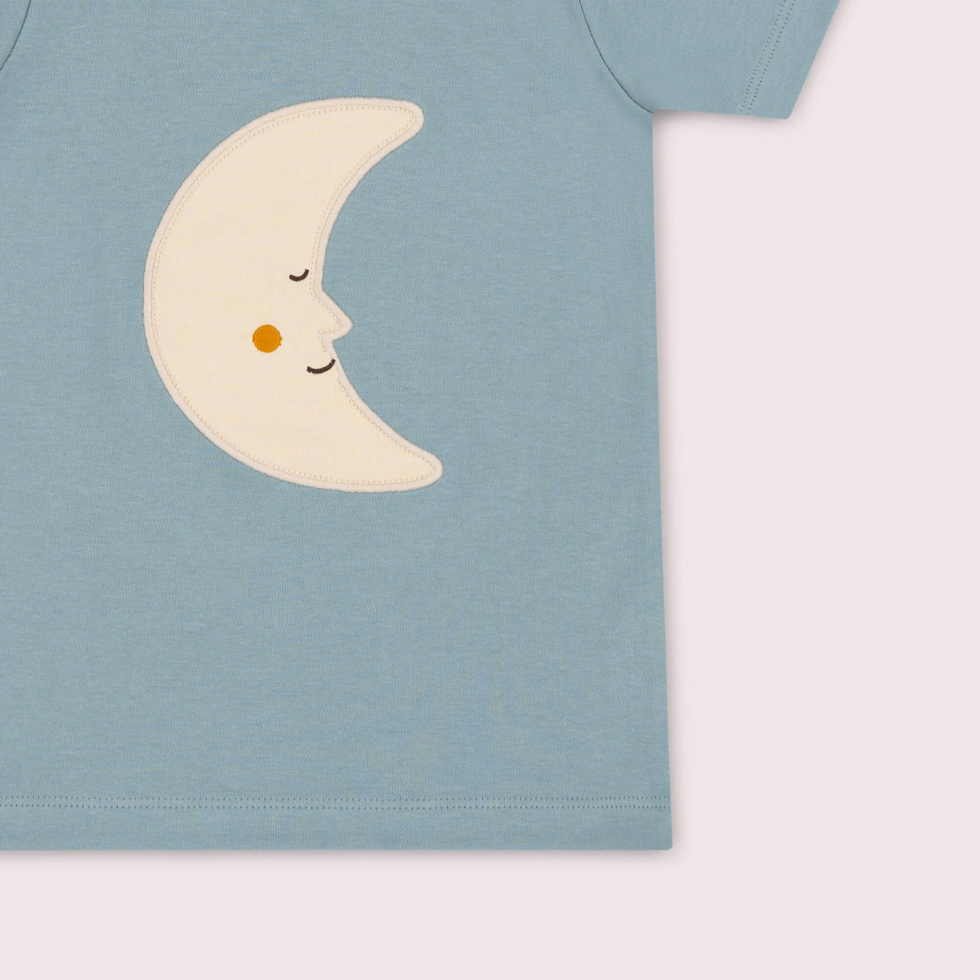 Big Moon Applique Short Sleeve T Shirt Blue / 4-5y