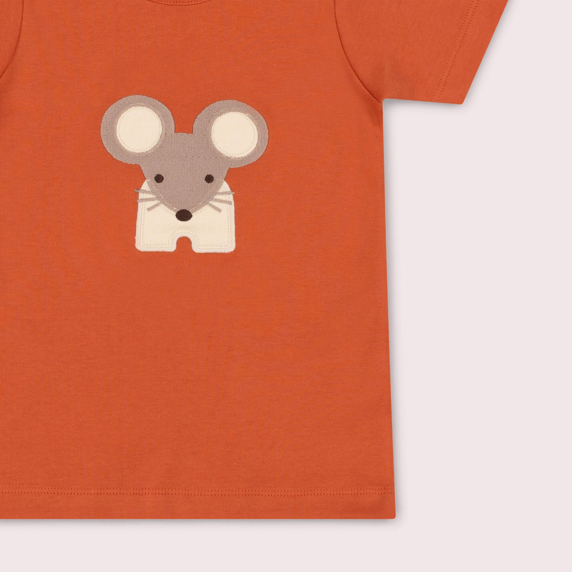 Little Mouse Applique Short Sleeve T Shirt Red / 4-5y