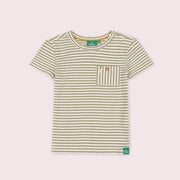 Chive Green Striped Organic Essential T-Shirt Green / 7-8y