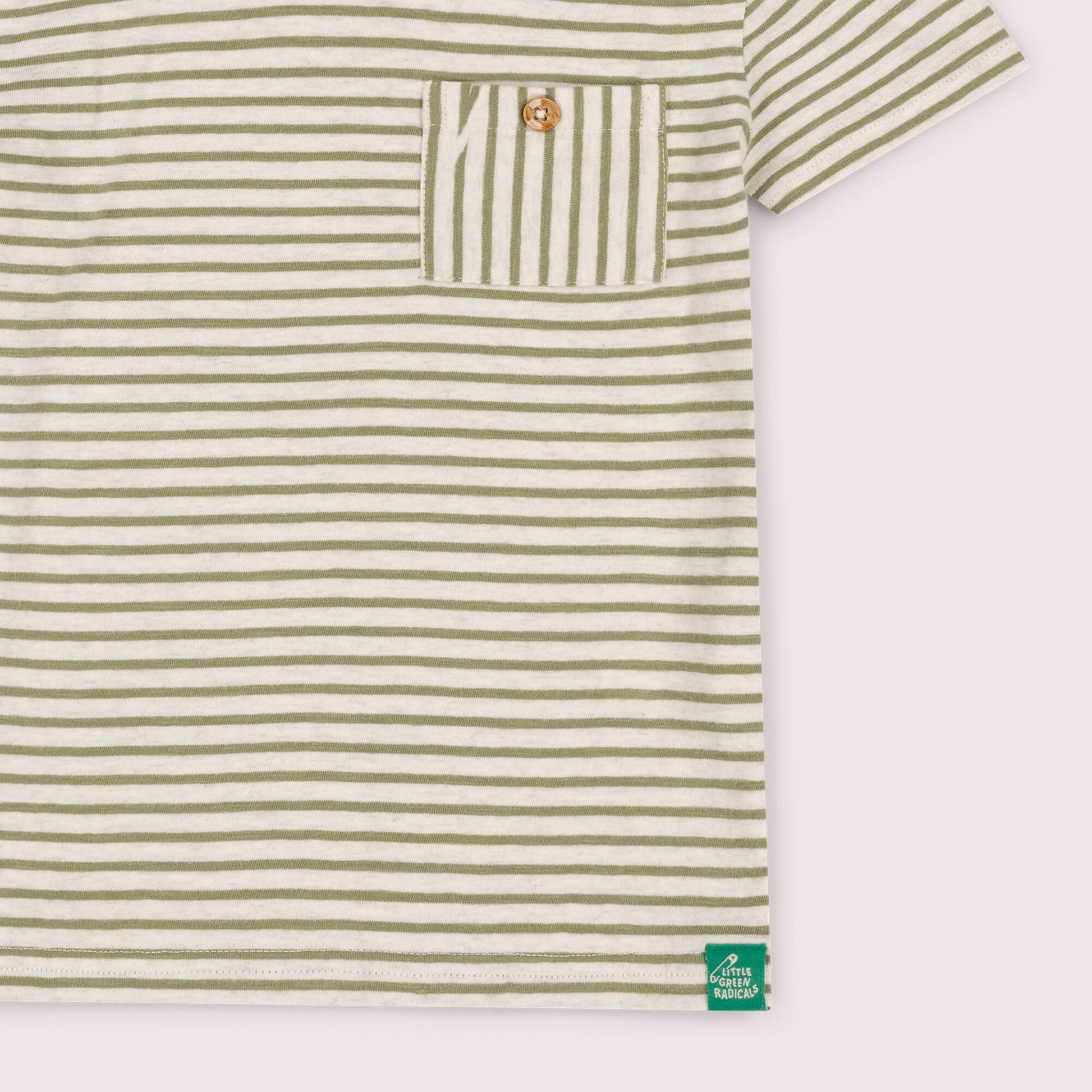 Chive Green Striped Organic Essential T-Shirt Green / 7-8y