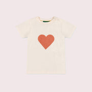 Big Heart Short Sleeve Popper T Shirt Cream / 7-8y