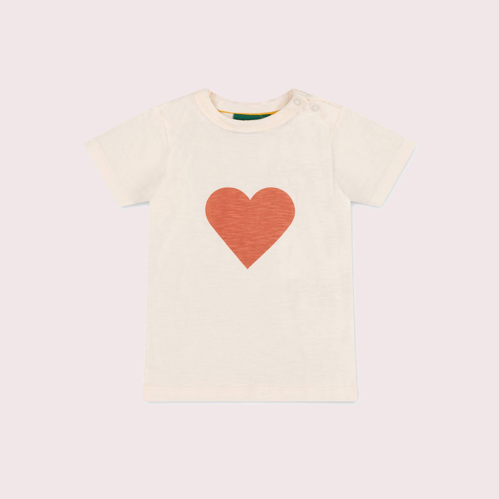 Big Heart Short Sleeve Popper T Shirt Cream / 7-8y