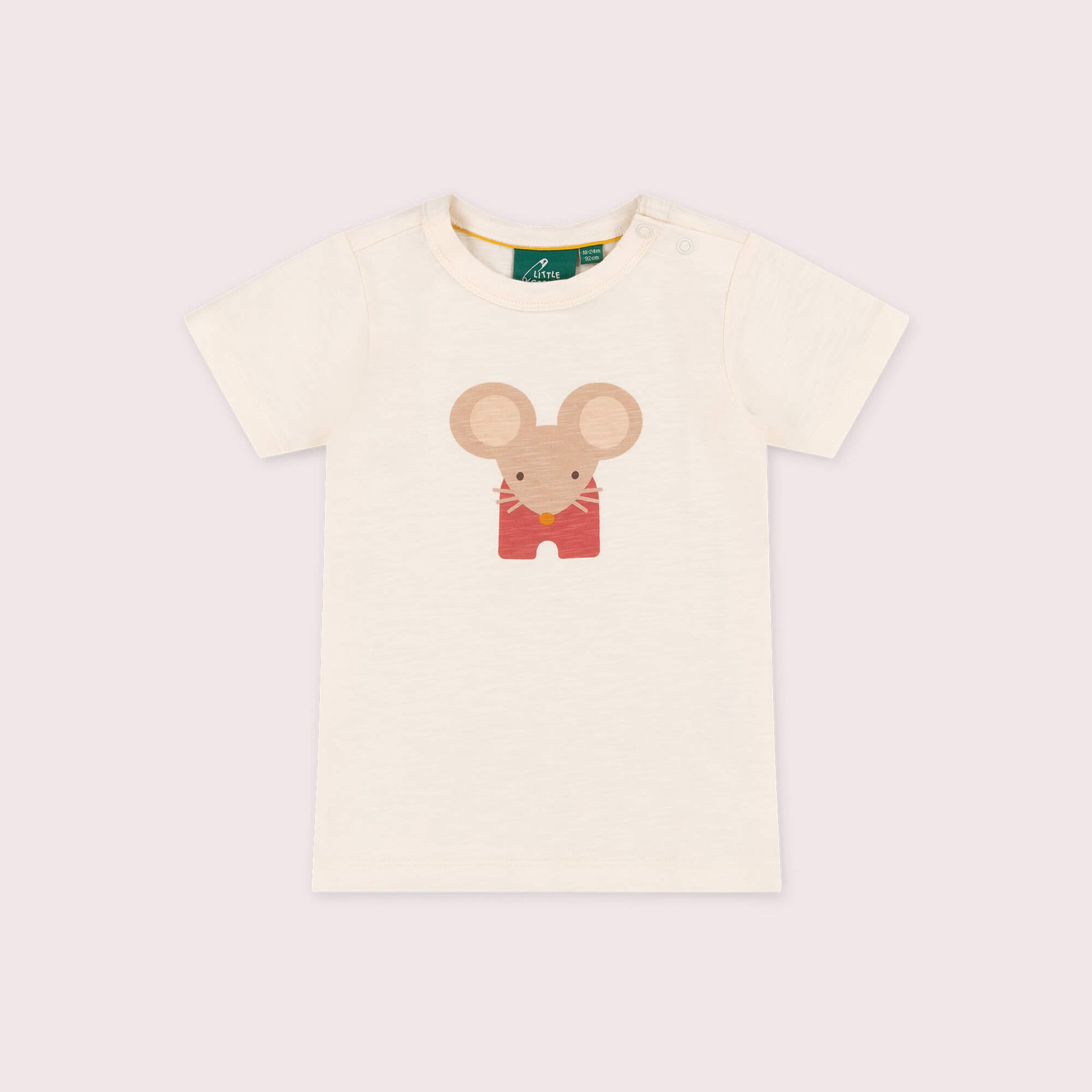 Little Mouse Short Sleeve Popper T Shirt Cream / 7-8y