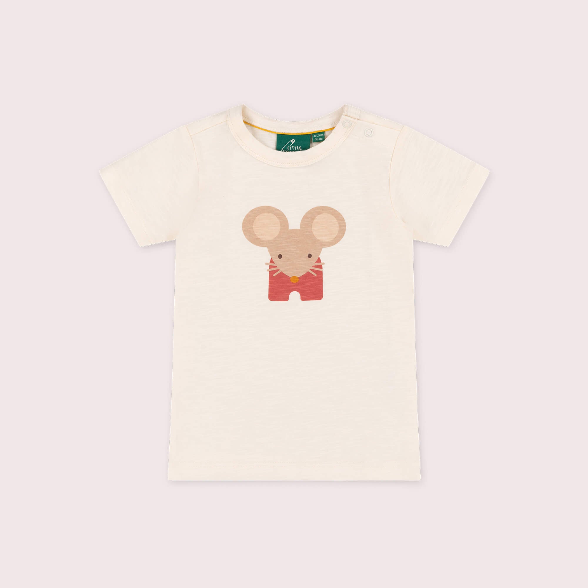 Little Mouse Short Sleeve Popper T Shirt Cream / 7-8y