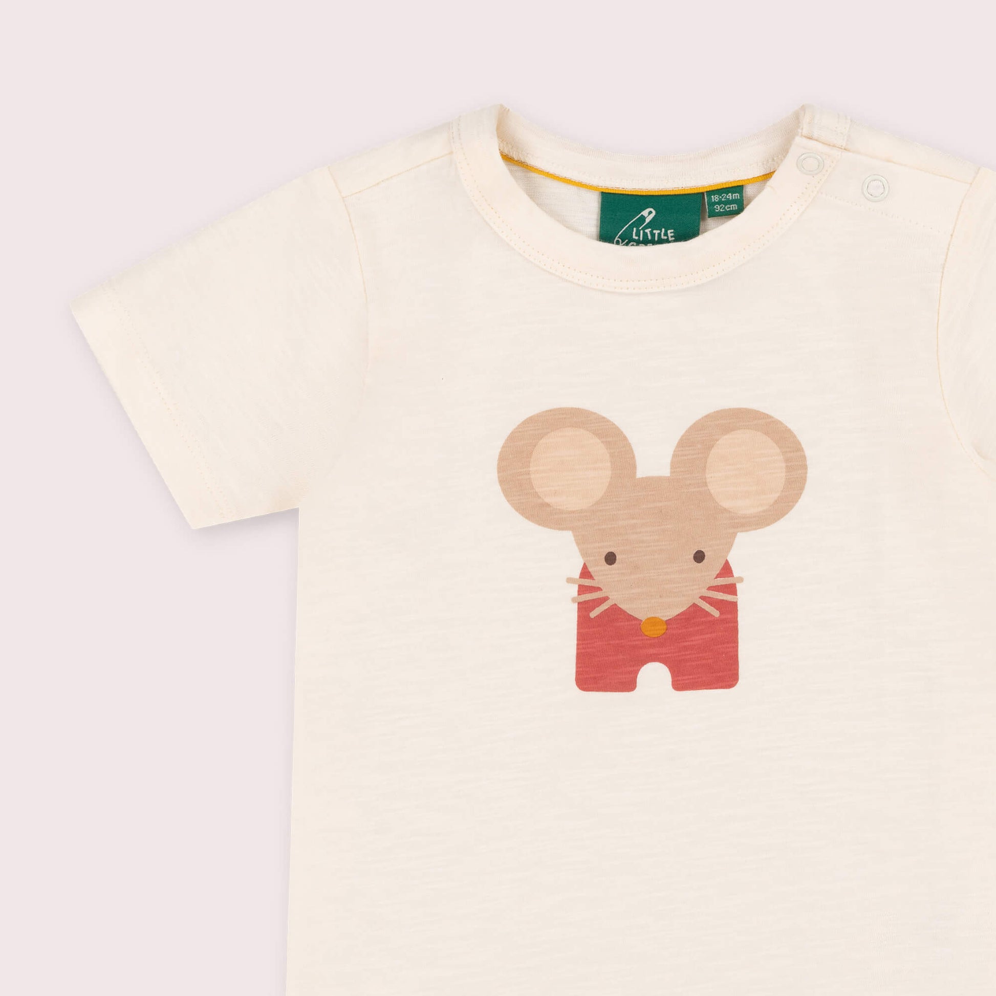 Little Mouse Short Sleeve Popper T Shirt Cream / 7-8y