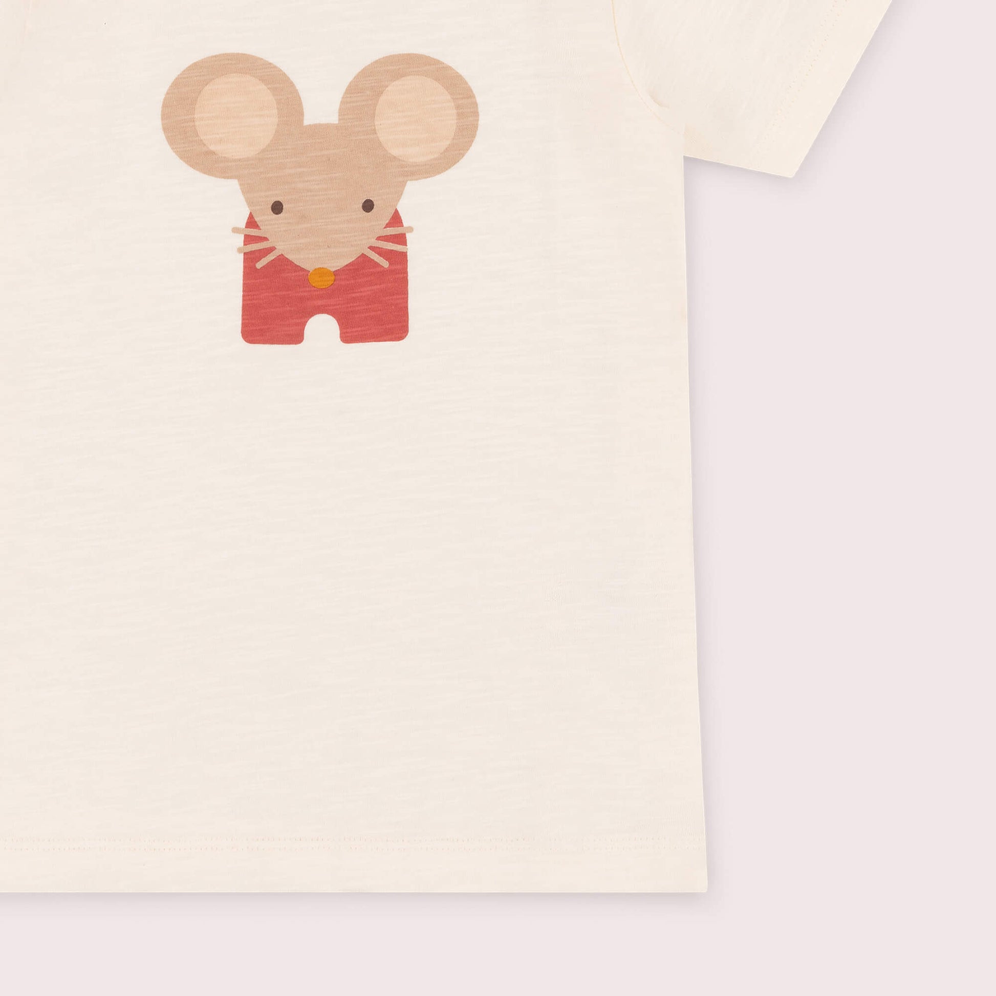 Little Mouse Short Sleeve Popper T Shirt Cream / 7-8y