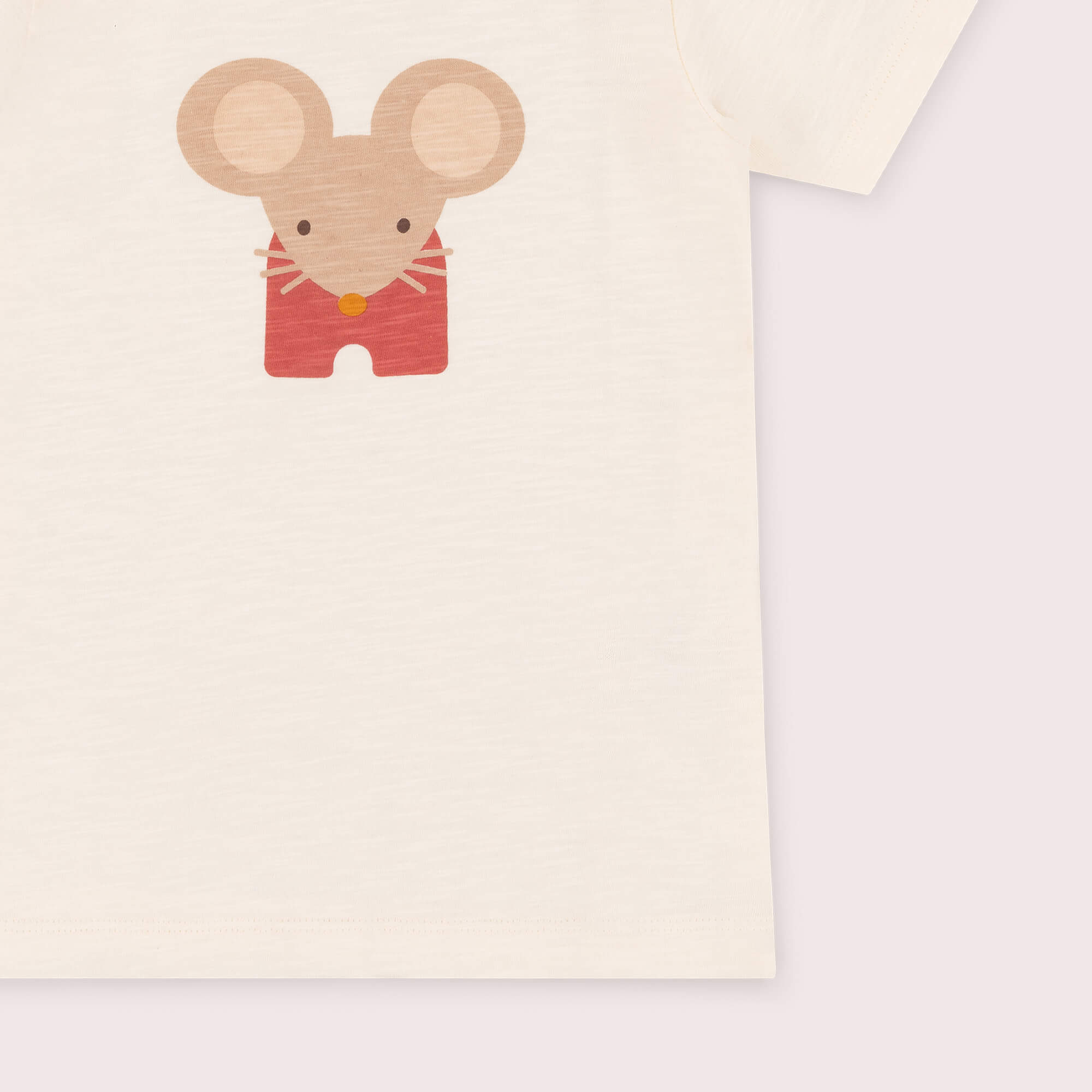 Little Mouse Short Sleeve Popper T Shirt Cream / 7-8y