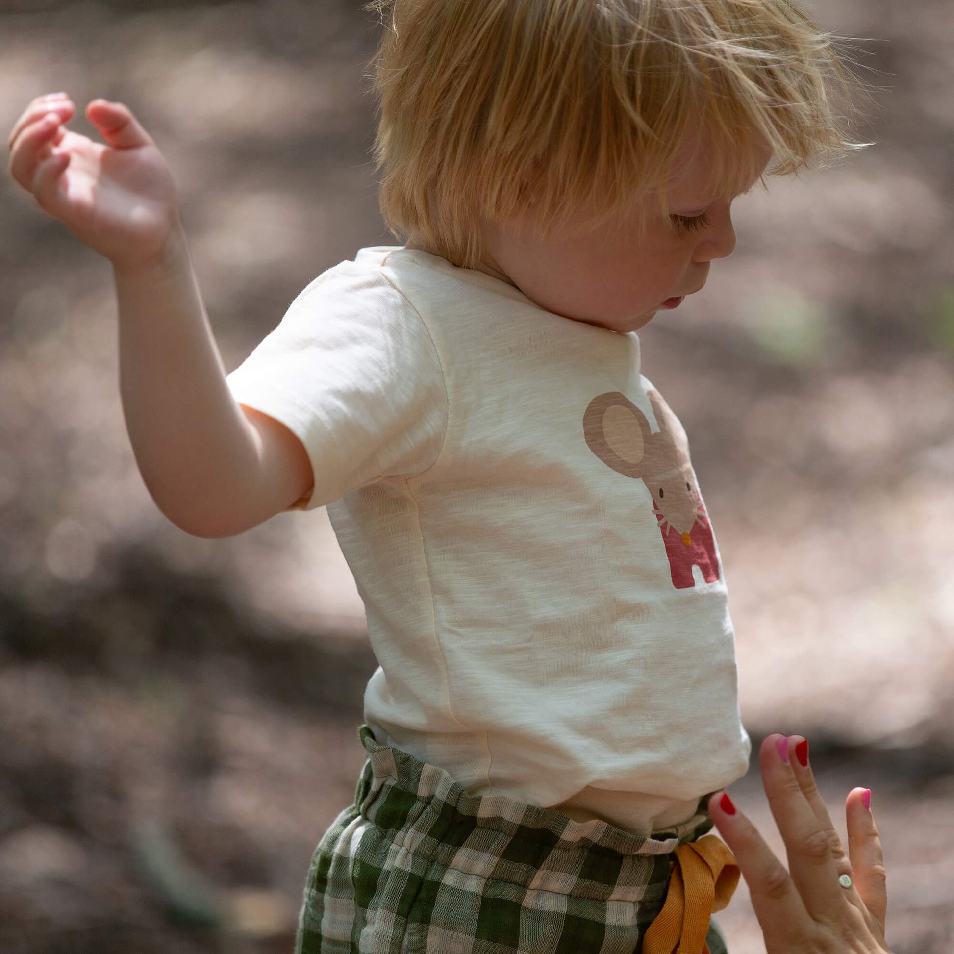 Little Mouse Short Sleeve Popper T Shirt Cream / 7-8y