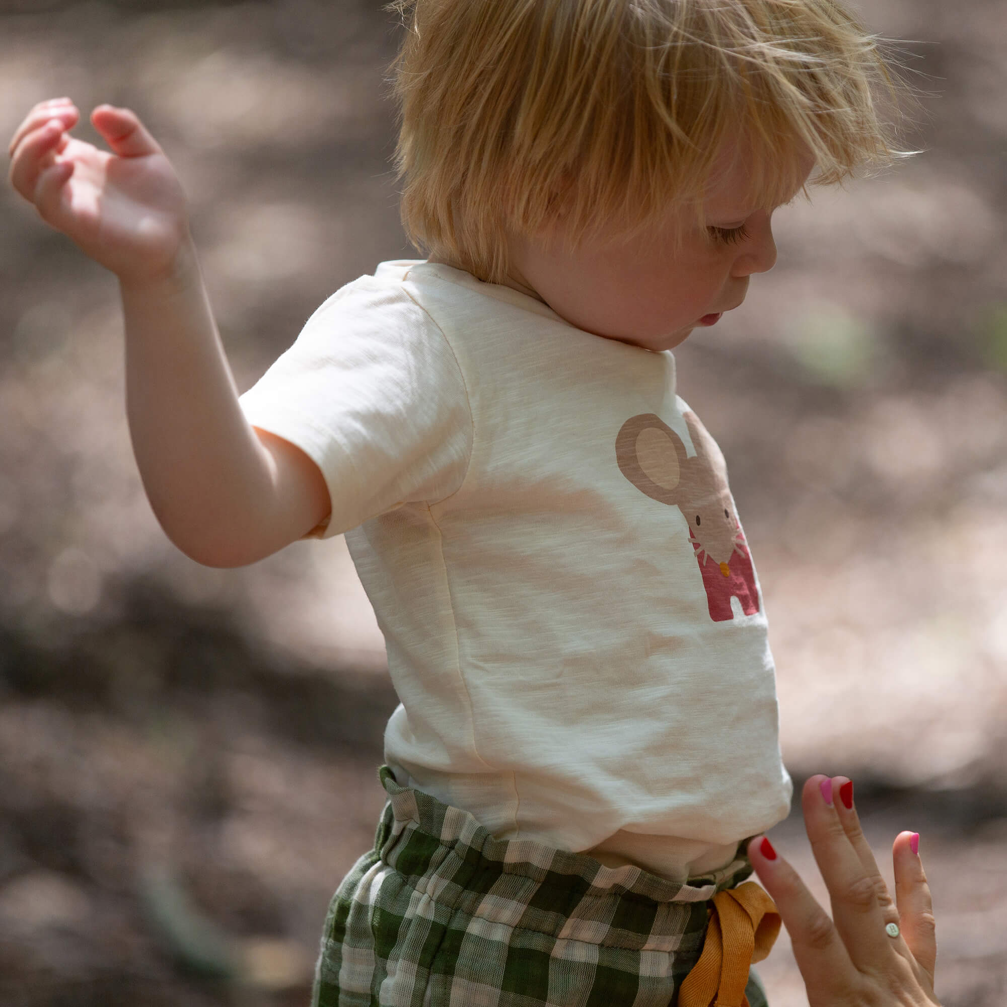Little Mouse Short Sleeve Popper T Shirt Cream / 7-8y