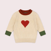 Big Heart Knitted Jumper Oatmeal / 7-8y