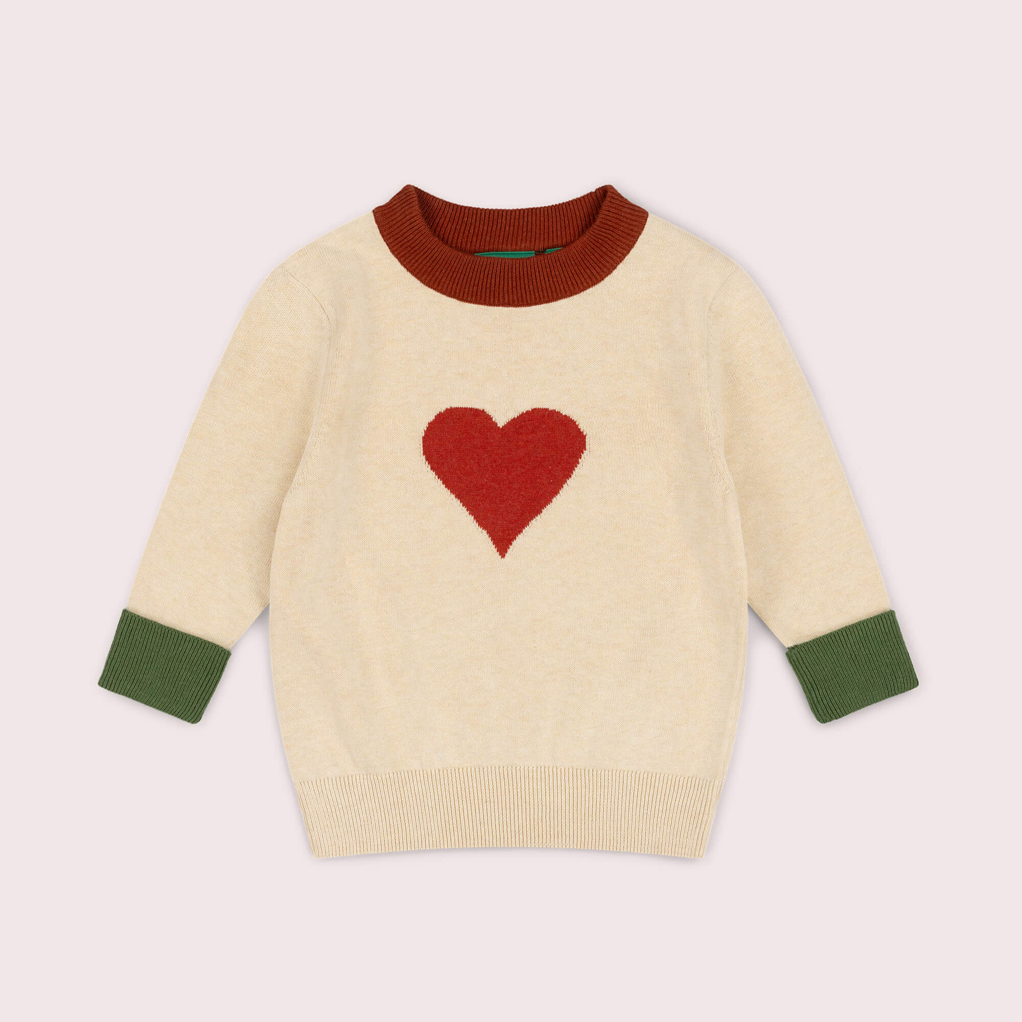 Big Heart Knitted Jumper Oatmeal / 7-8y