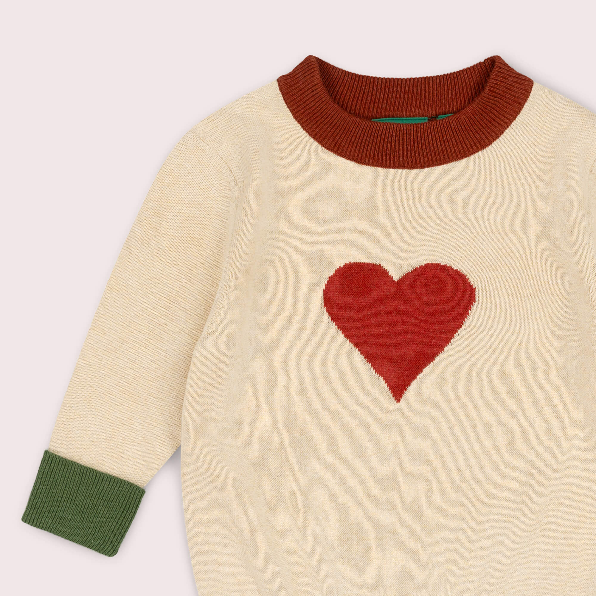 Big Heart Knitted Jumper Oatmeal / 7-8y
