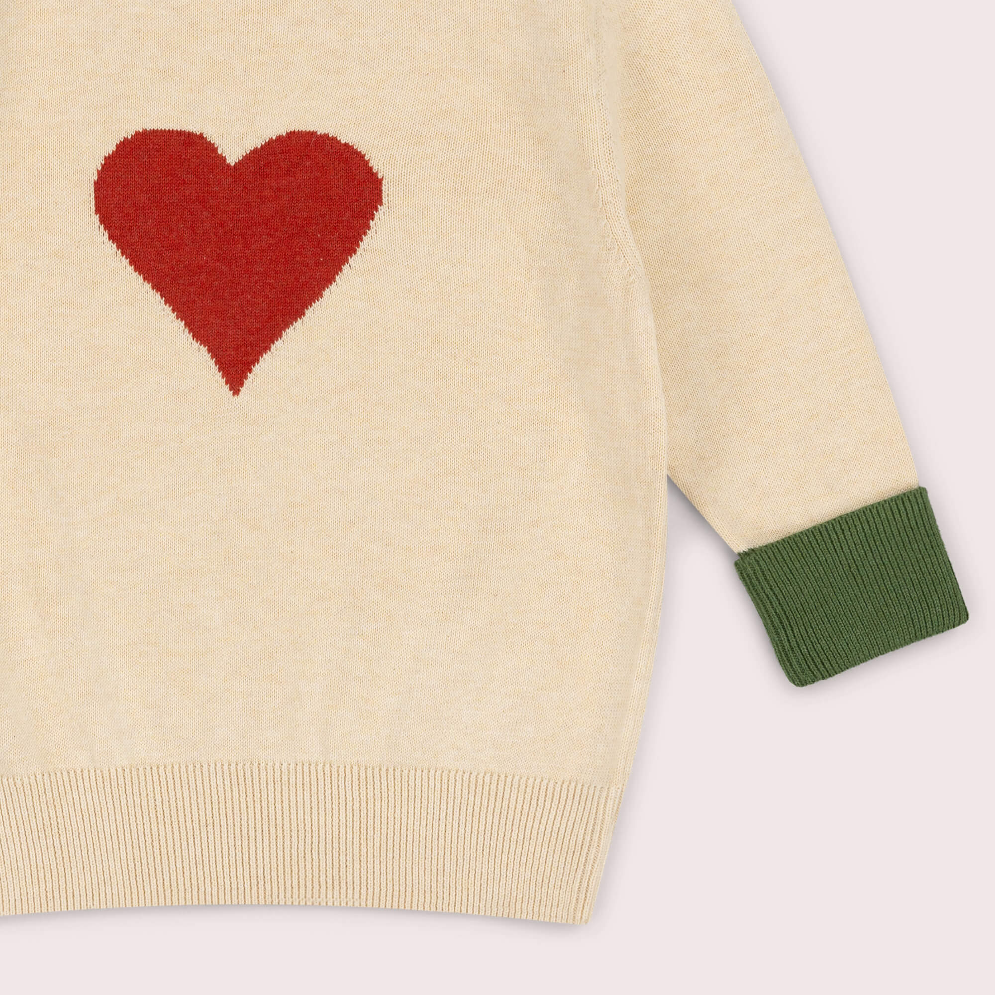 Big Heart Knitted Jumper Oatmeal / 7-8y
