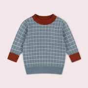 Lake Blue Check Knitted Jumper Blue / 7-8y