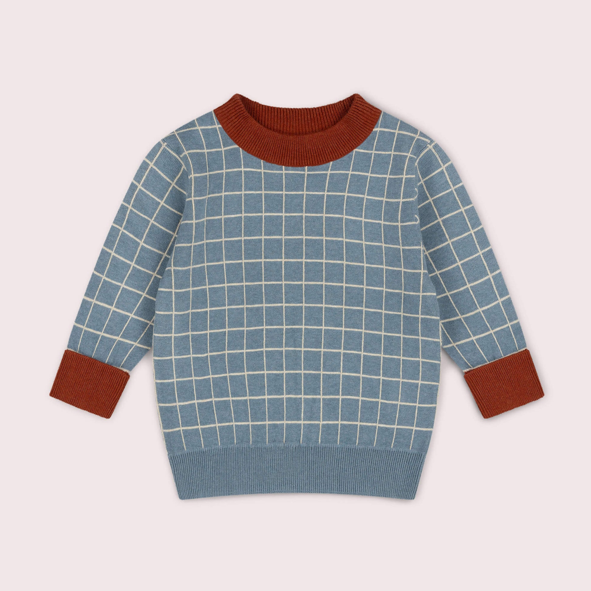 Lake Blue Check Knitted Jumper Blue / 7-8y