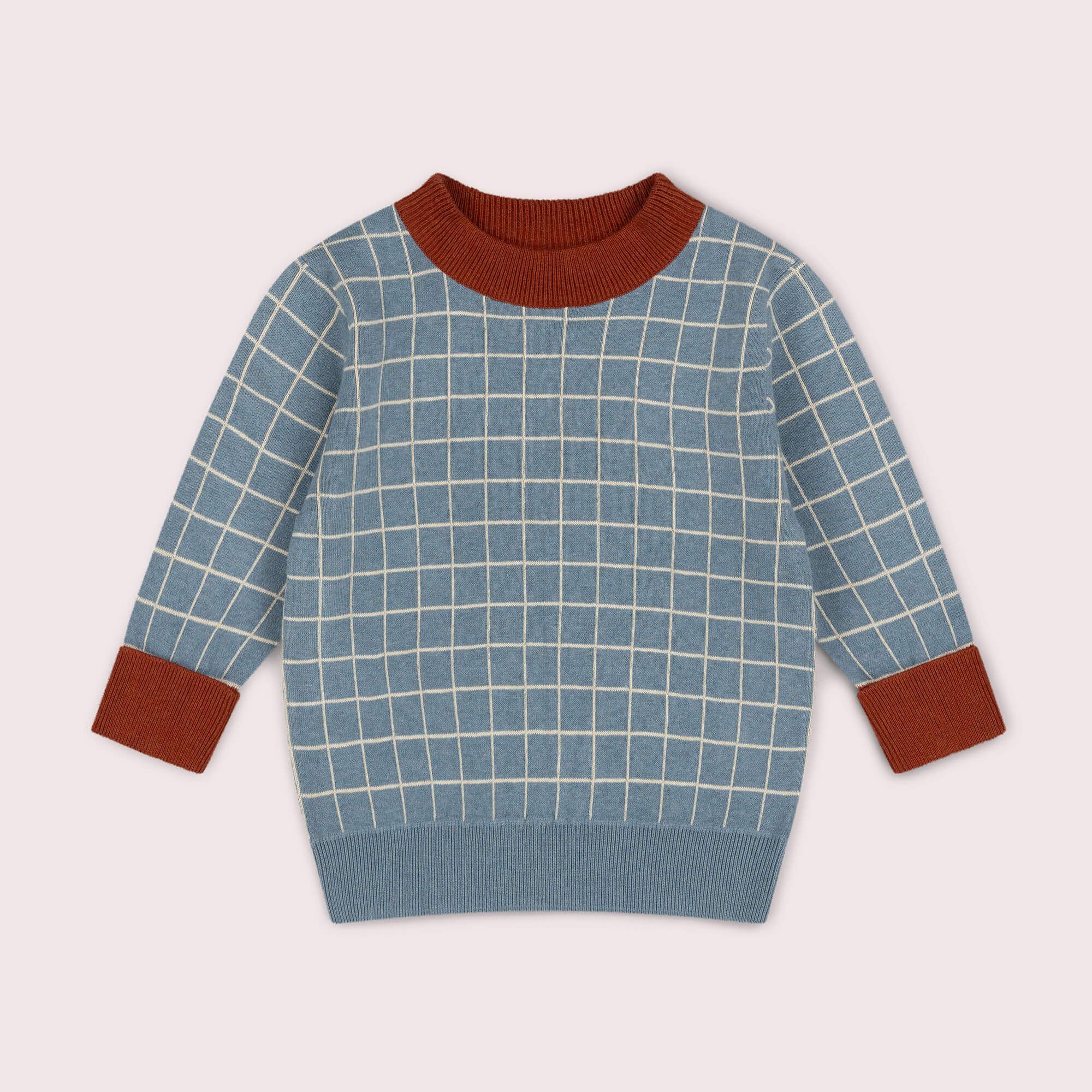 Lake Blue Check Knitted Jumper Blue / 7-8y