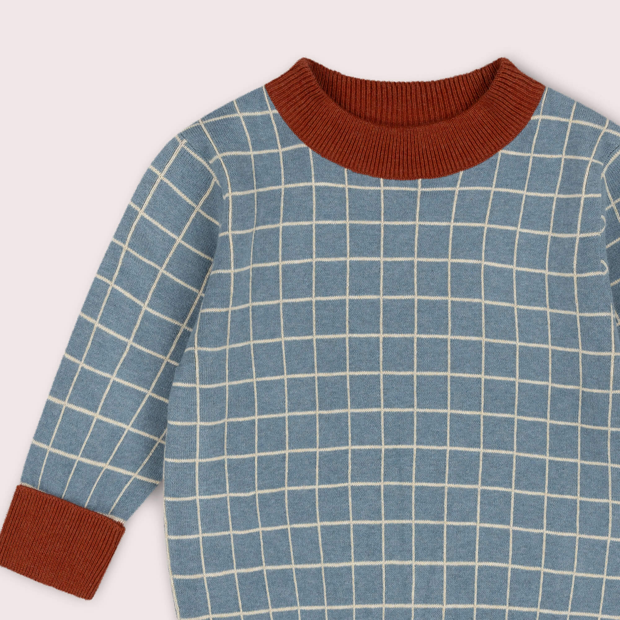 Lake Blue Check Knitted Jumper Blue / 7-8y