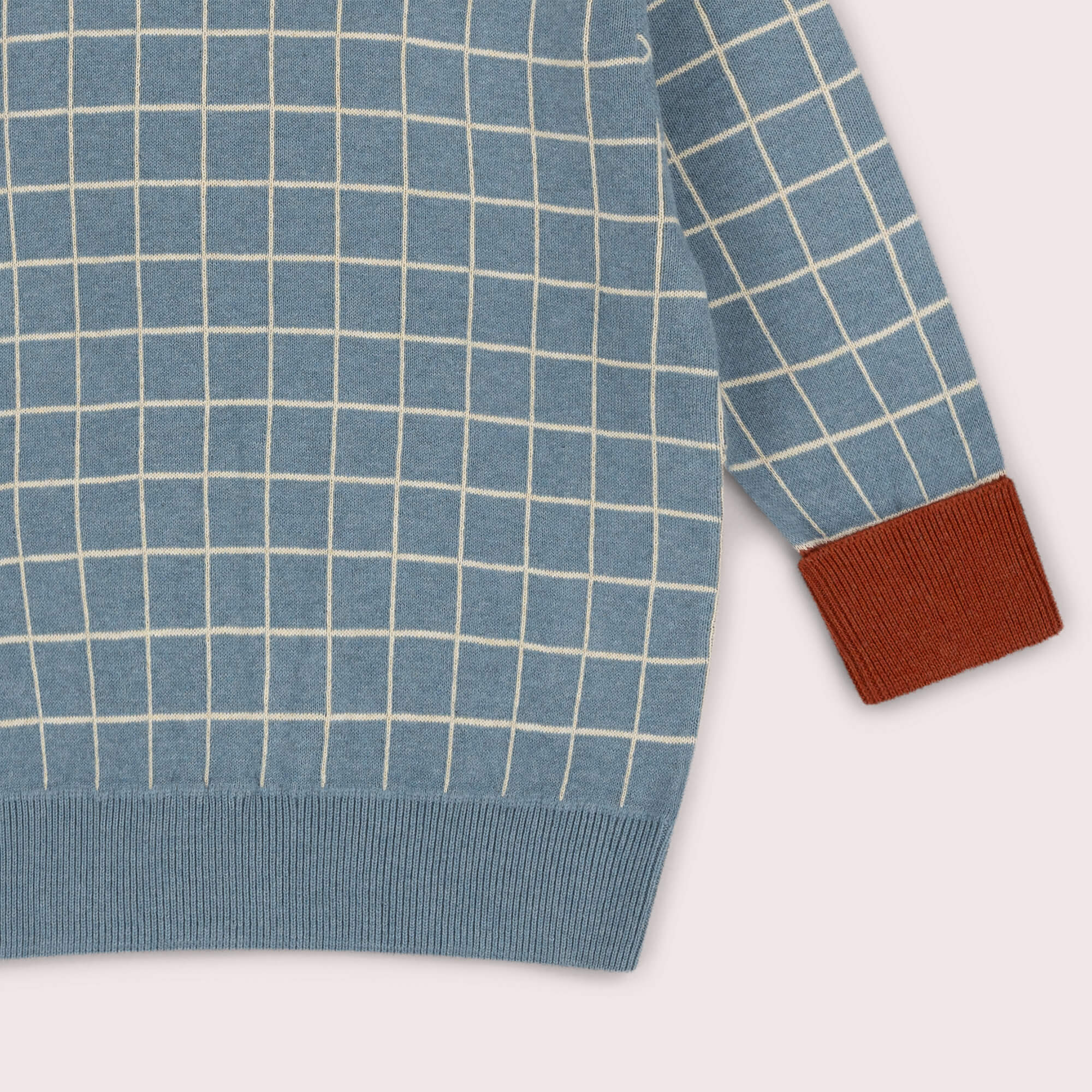 Lake Blue Check Knitted Jumper Blue / 7-8y
