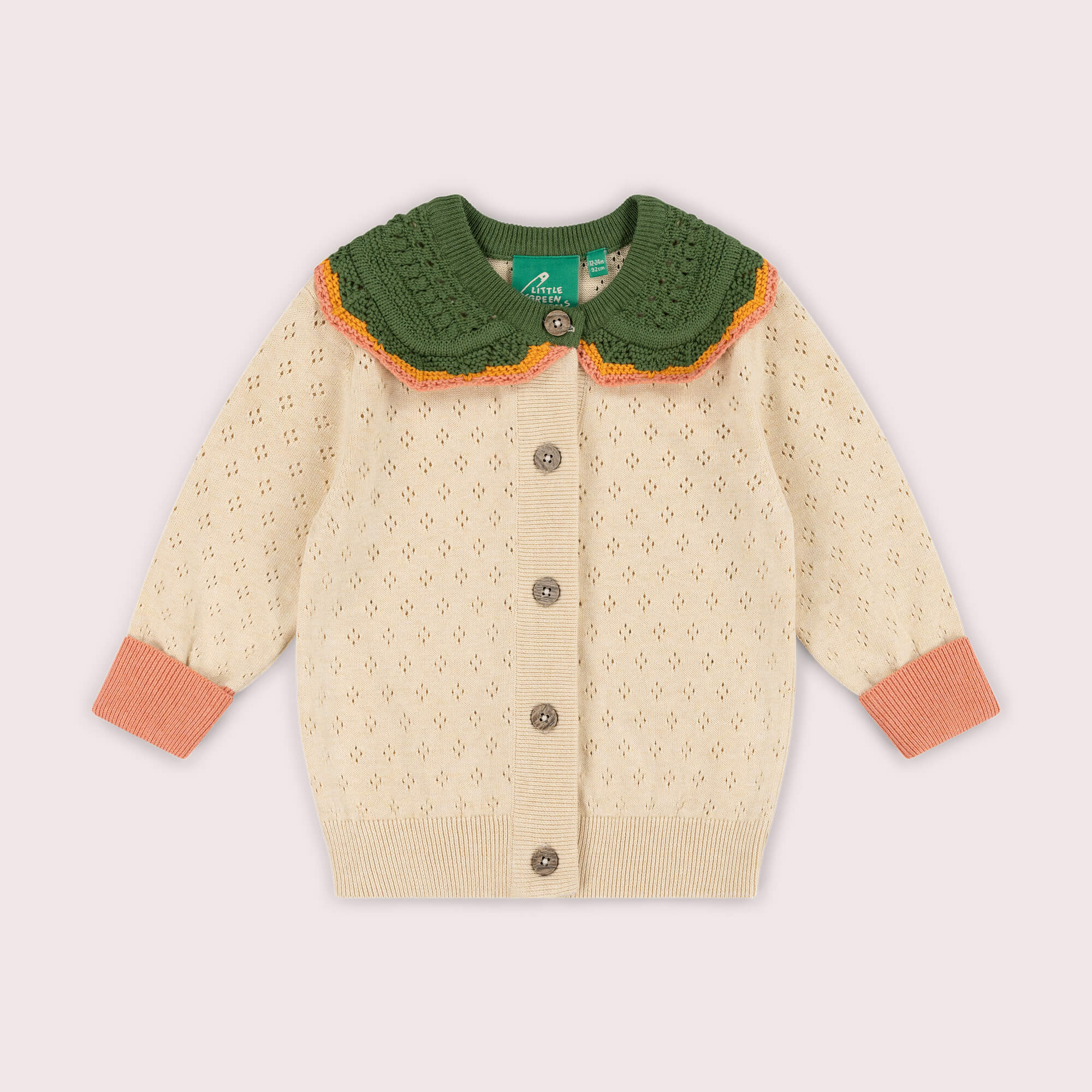 Oatmeal Pointelle Knitted Cardigan Oatmeal / 7-8y