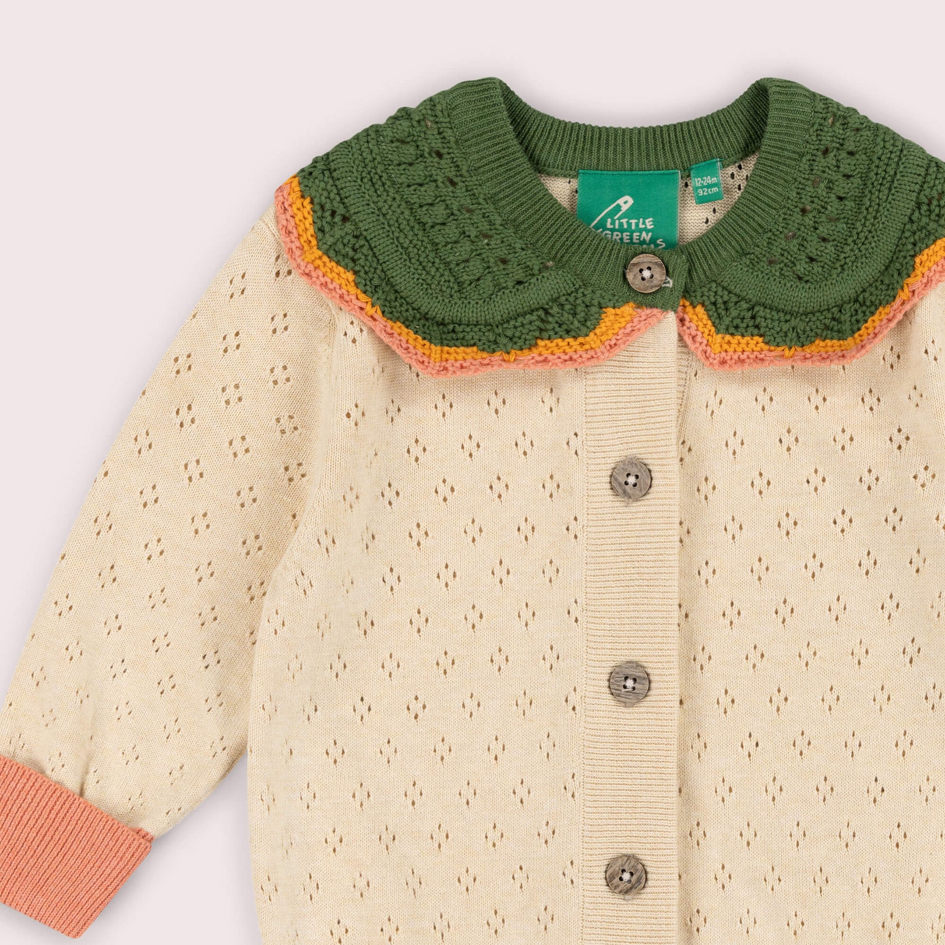 Oatmeal Pointelle Knitted Cardigan Oatmeal / 7-8y
