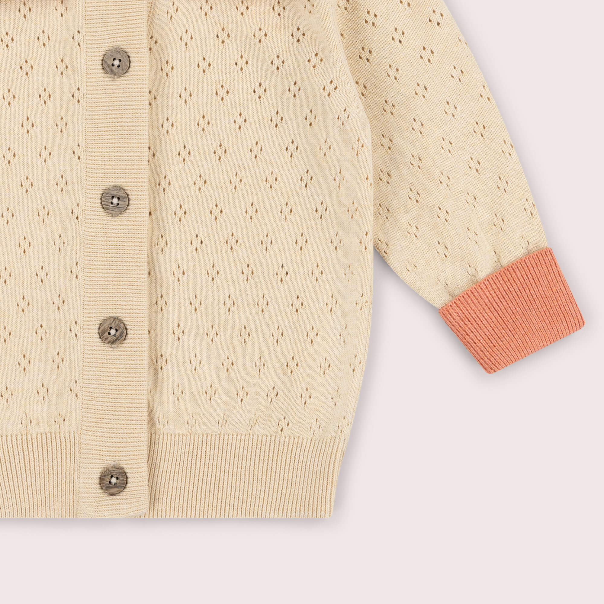 Oatmeal Pointelle Knitted Cardigan Oatmeal / 7-8y