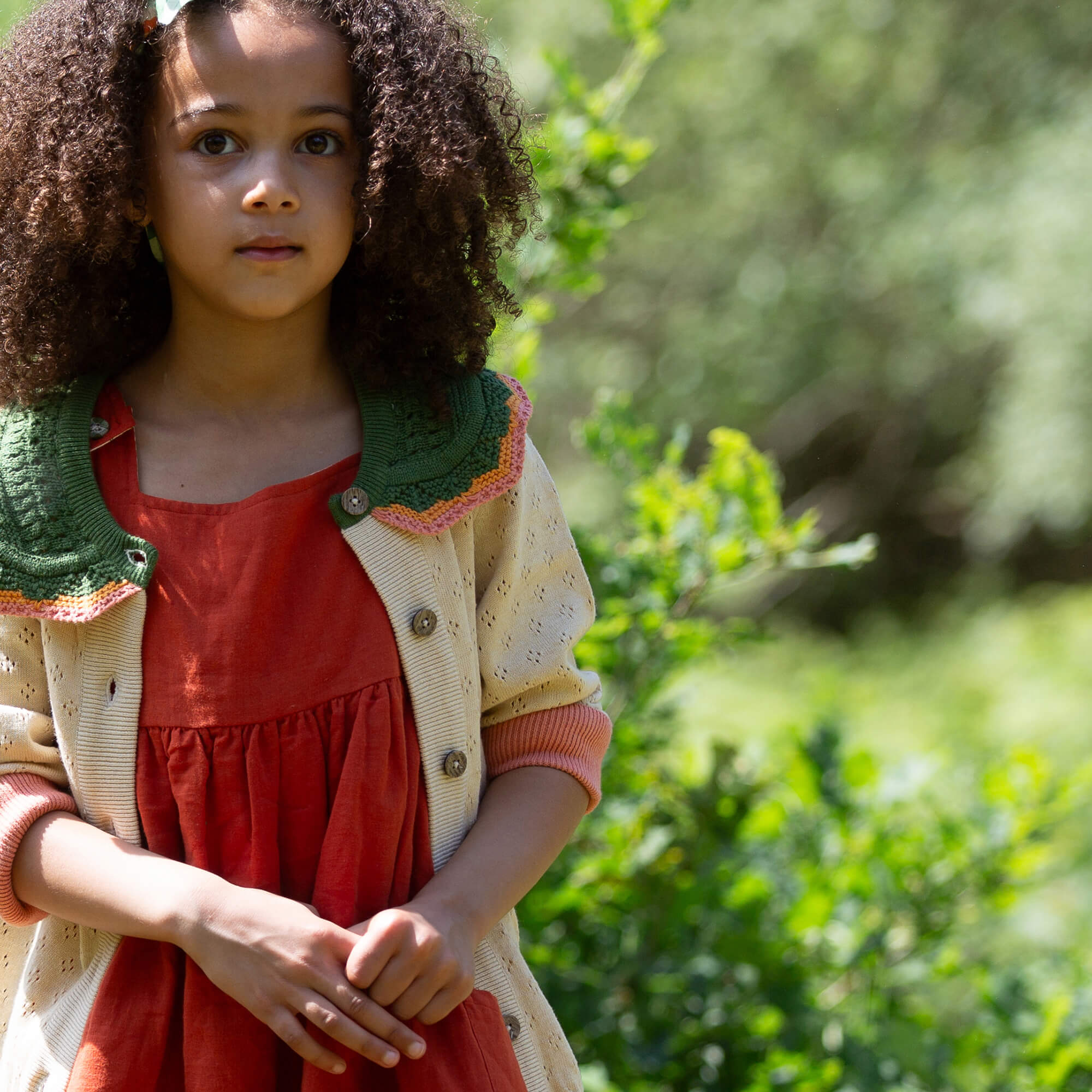 Oatmeal Pointelle Knitted Cardigan Oatmeal / 7-8y