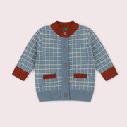 Lake Blue Check Knitted Cardigan Blue / 7-8y