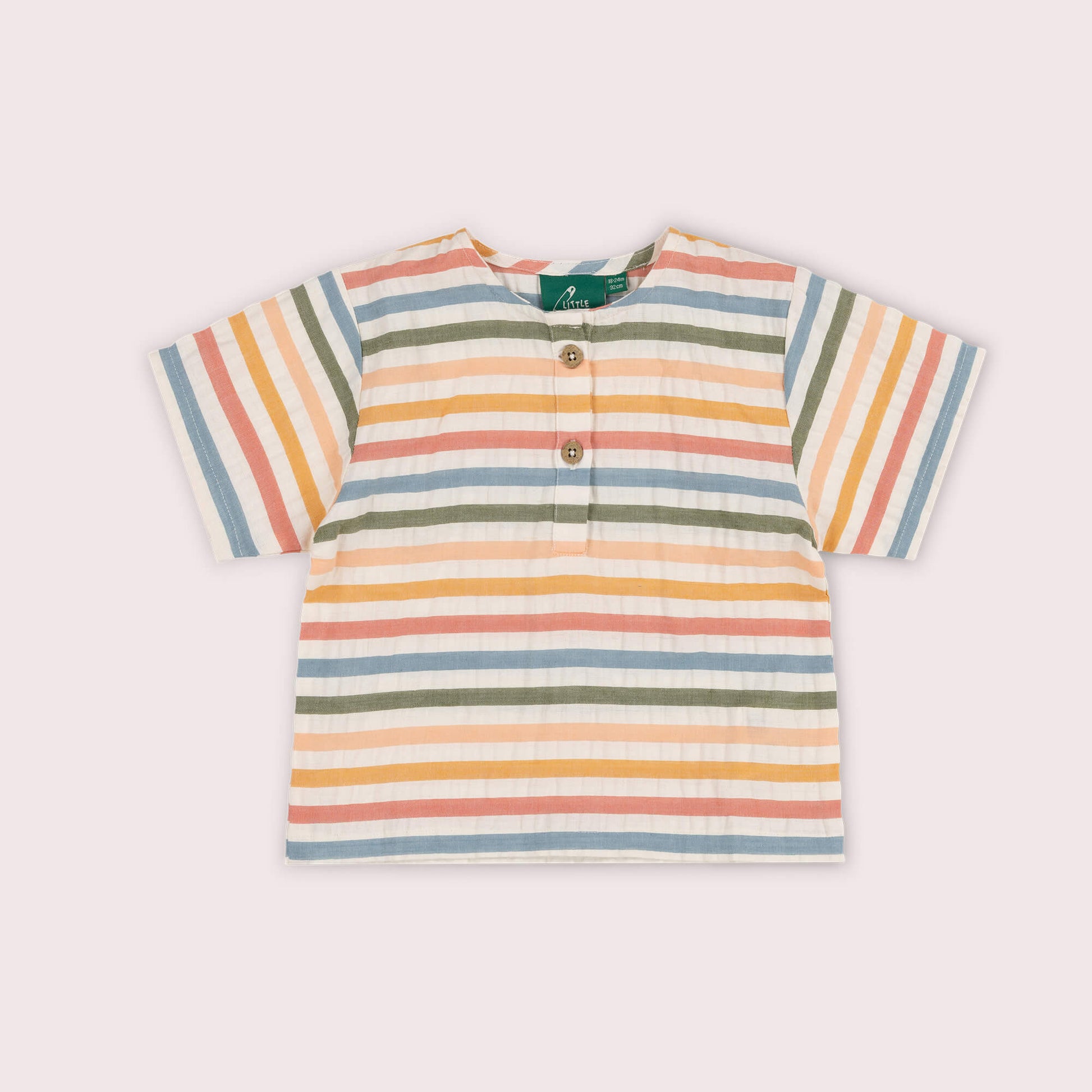 Rainbow Days Striped Short Sleeve Henley Top Multi / 7-8y