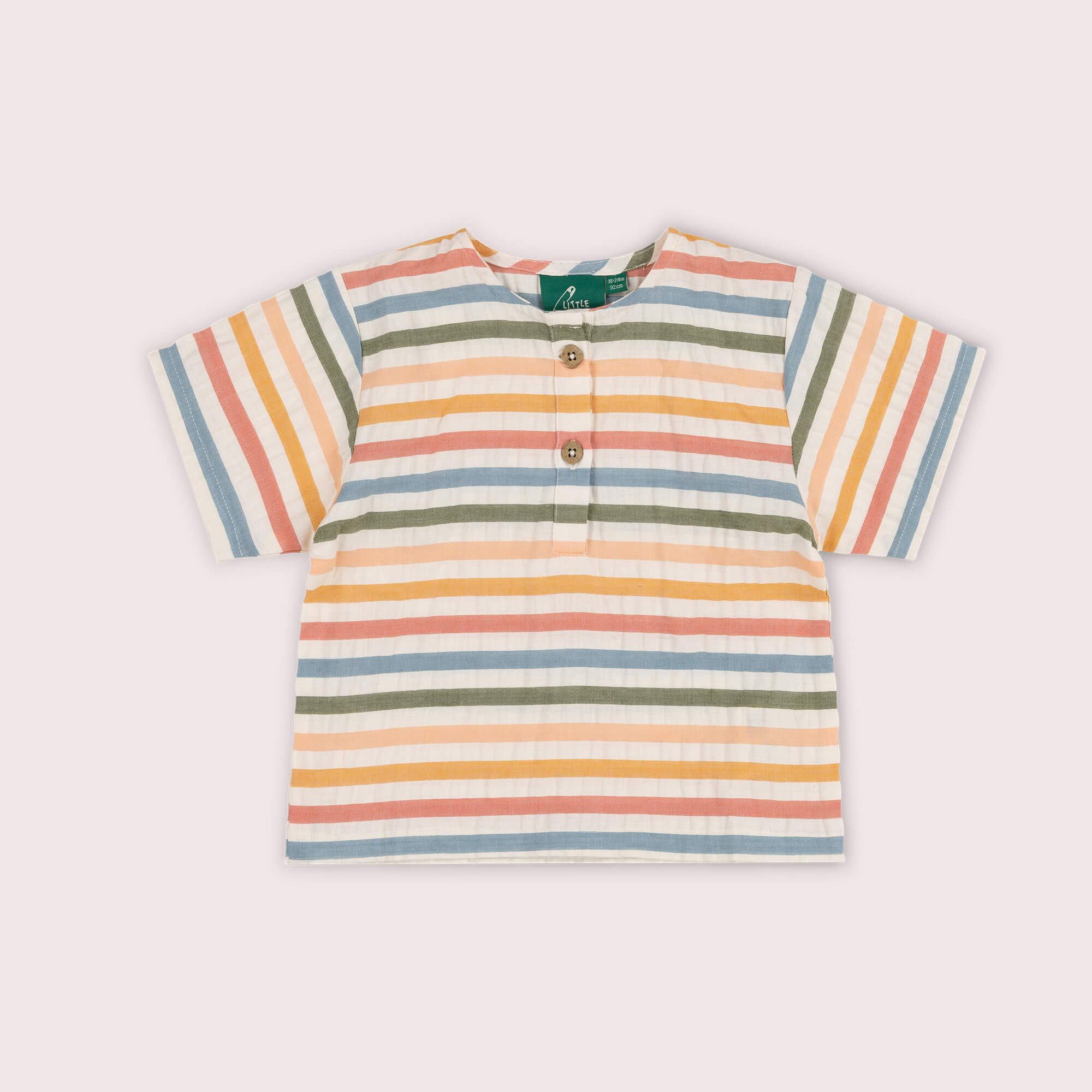 Rainbow Days Striped Short Sleeve Henley Top Multi / 7-8y