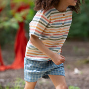 Rainbow Days Striped Short Sleeve Henley Top Multi / 7-8y