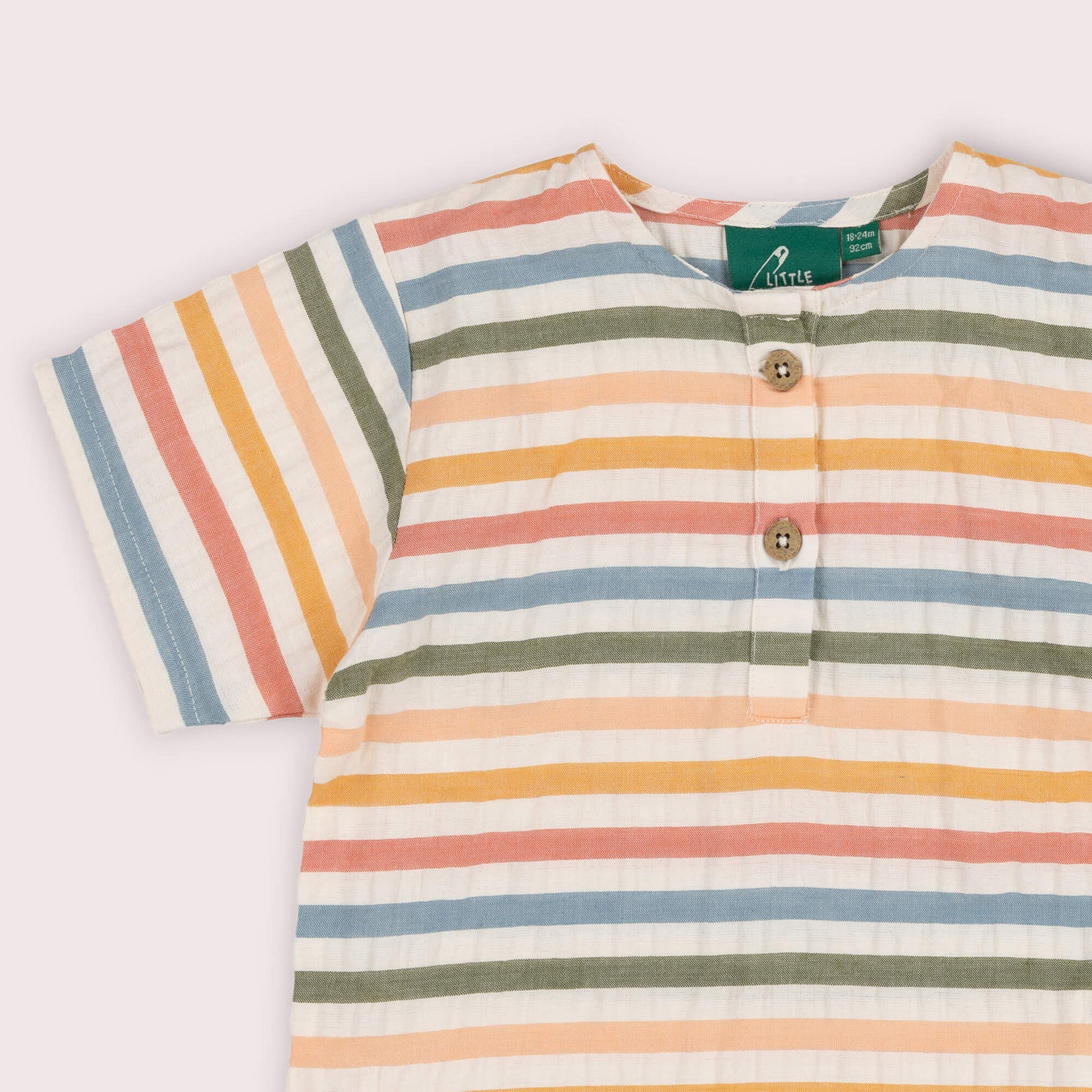 Rainbow Days Striped Short Sleeve Henley Top Multi / 7-8y