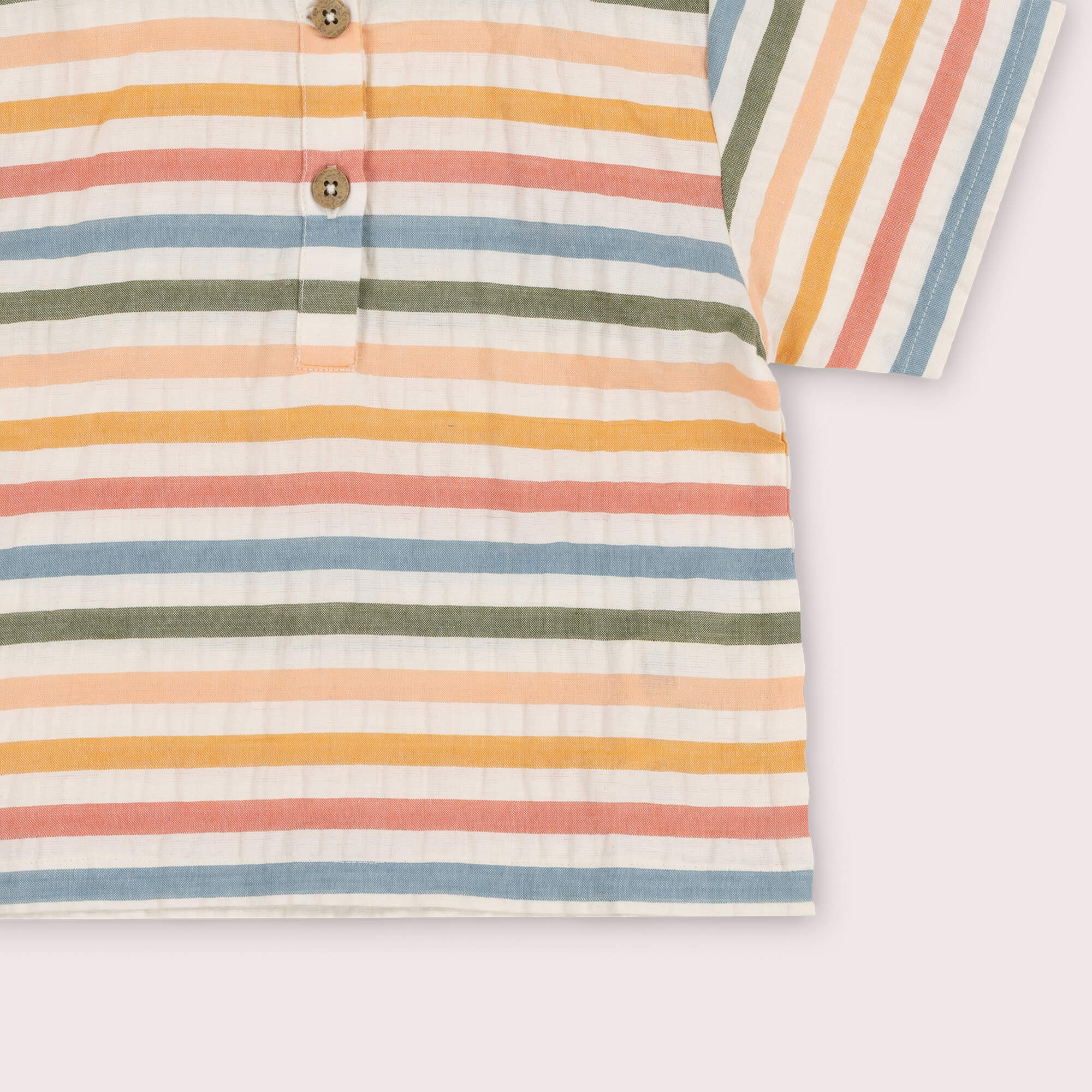Rainbow Days Striped Short Sleeve Henley Top Multi / 7-8y
