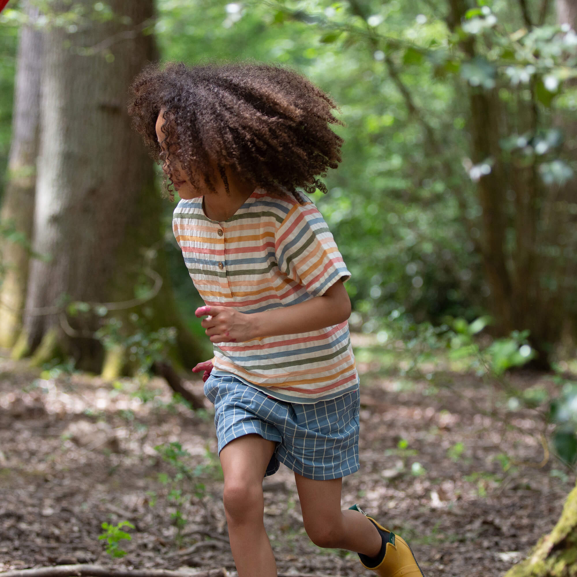 Rainbow Days Striped Short Sleeve Henley Top Multi / 7-8y