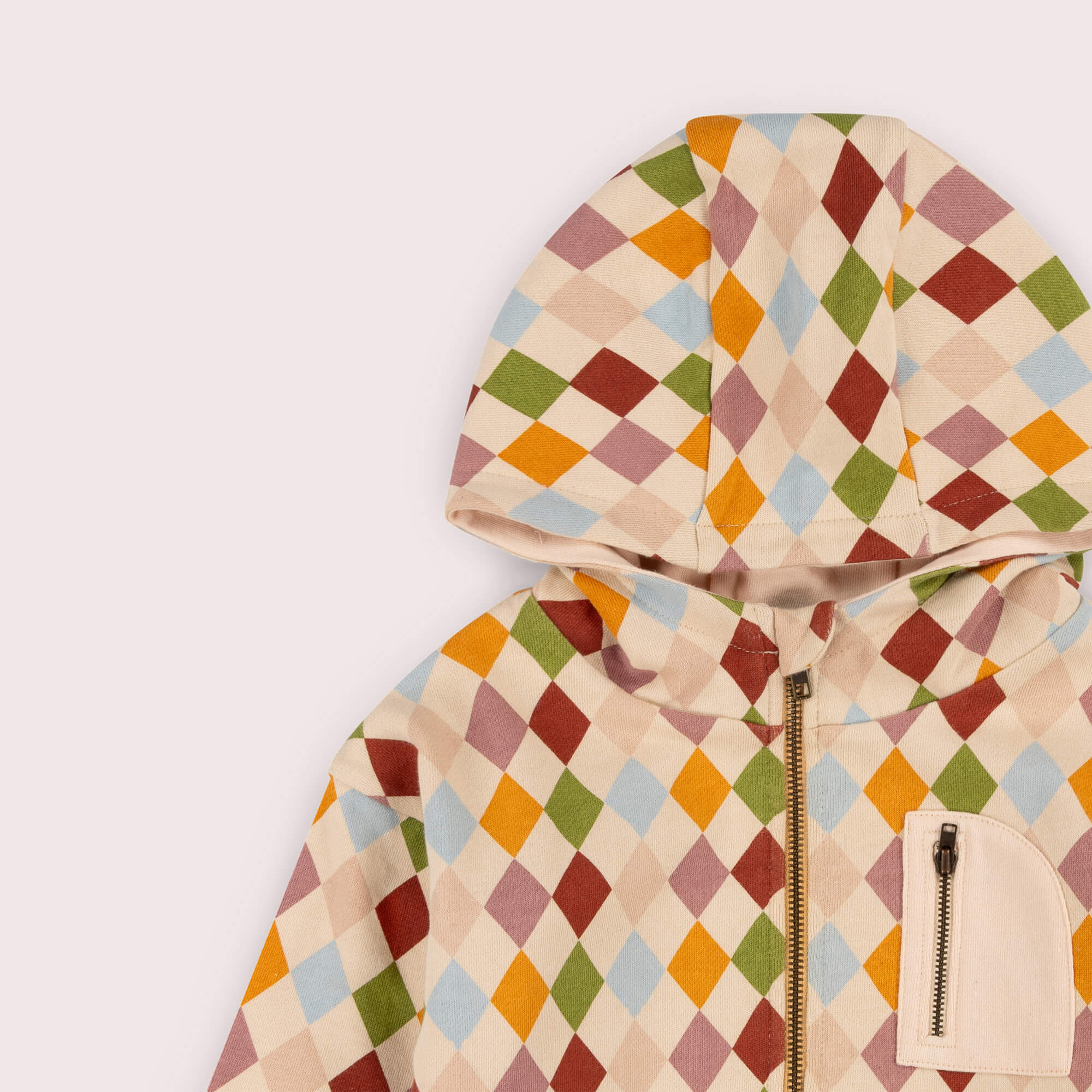 Diamond Check Quarter Zip Hoodie Multi / 7-8y