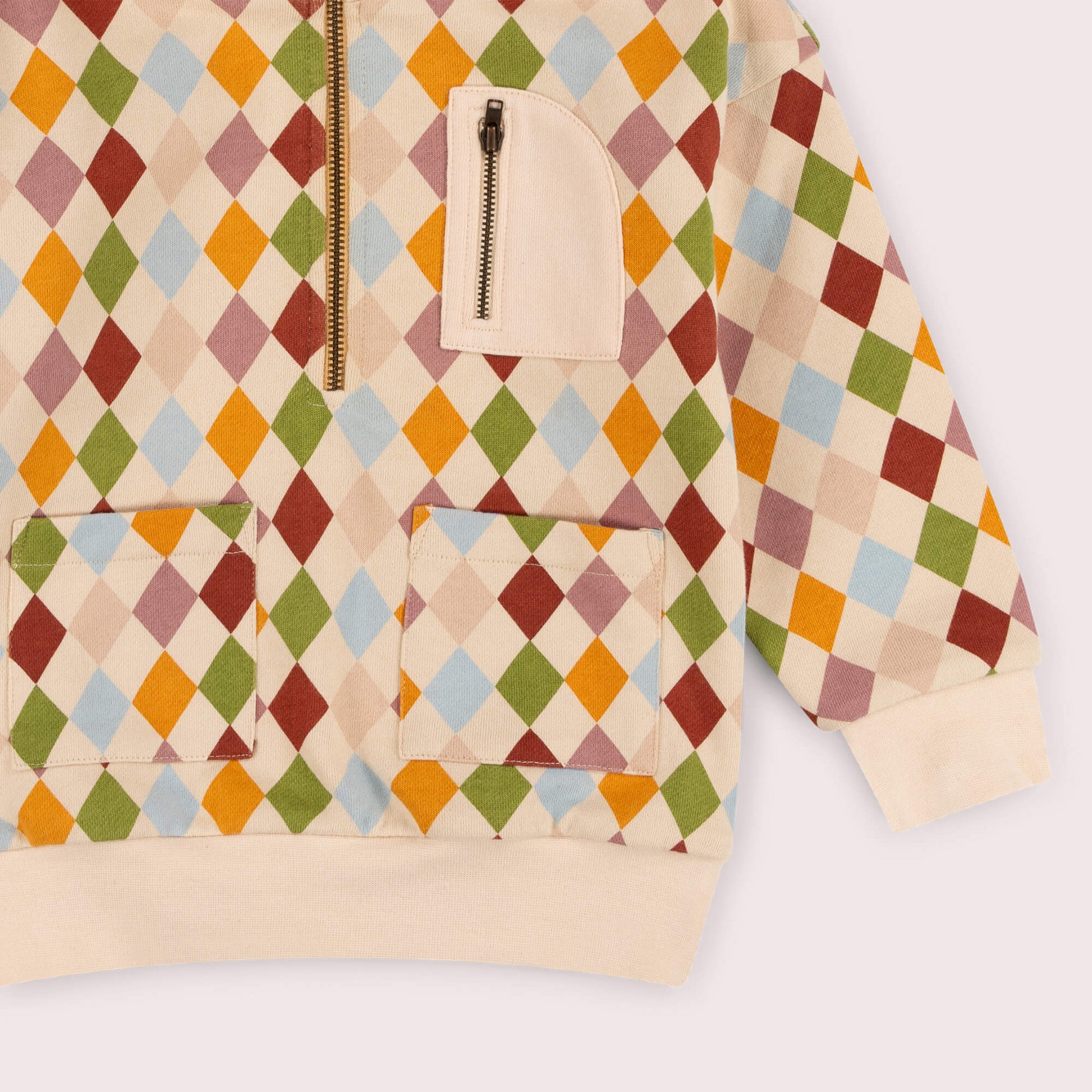 Diamond Check Quarter Zip Hoodie Multi / 7-8y
