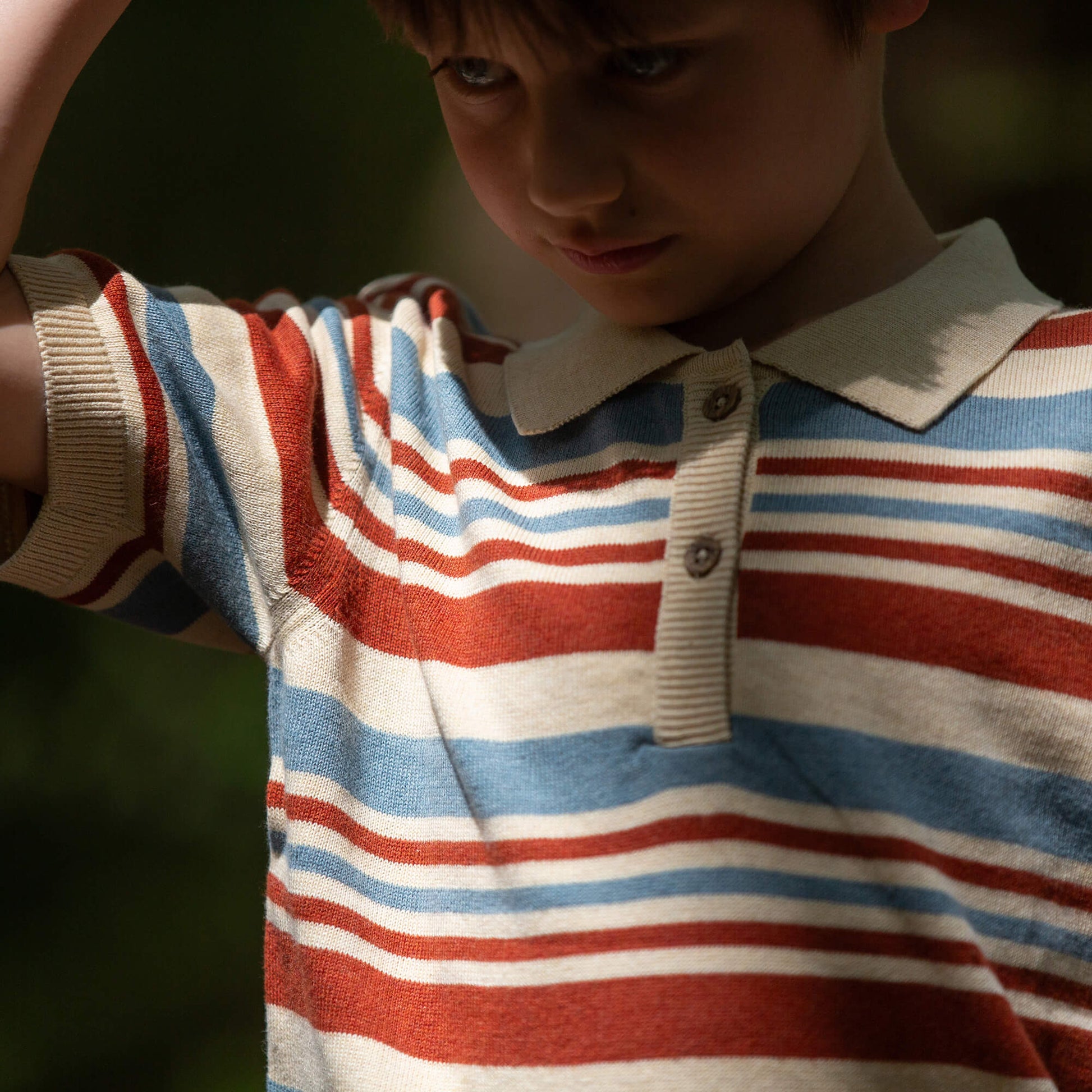 Nautical Striped Short Sleeve Knitted Top Multi / 7-8y