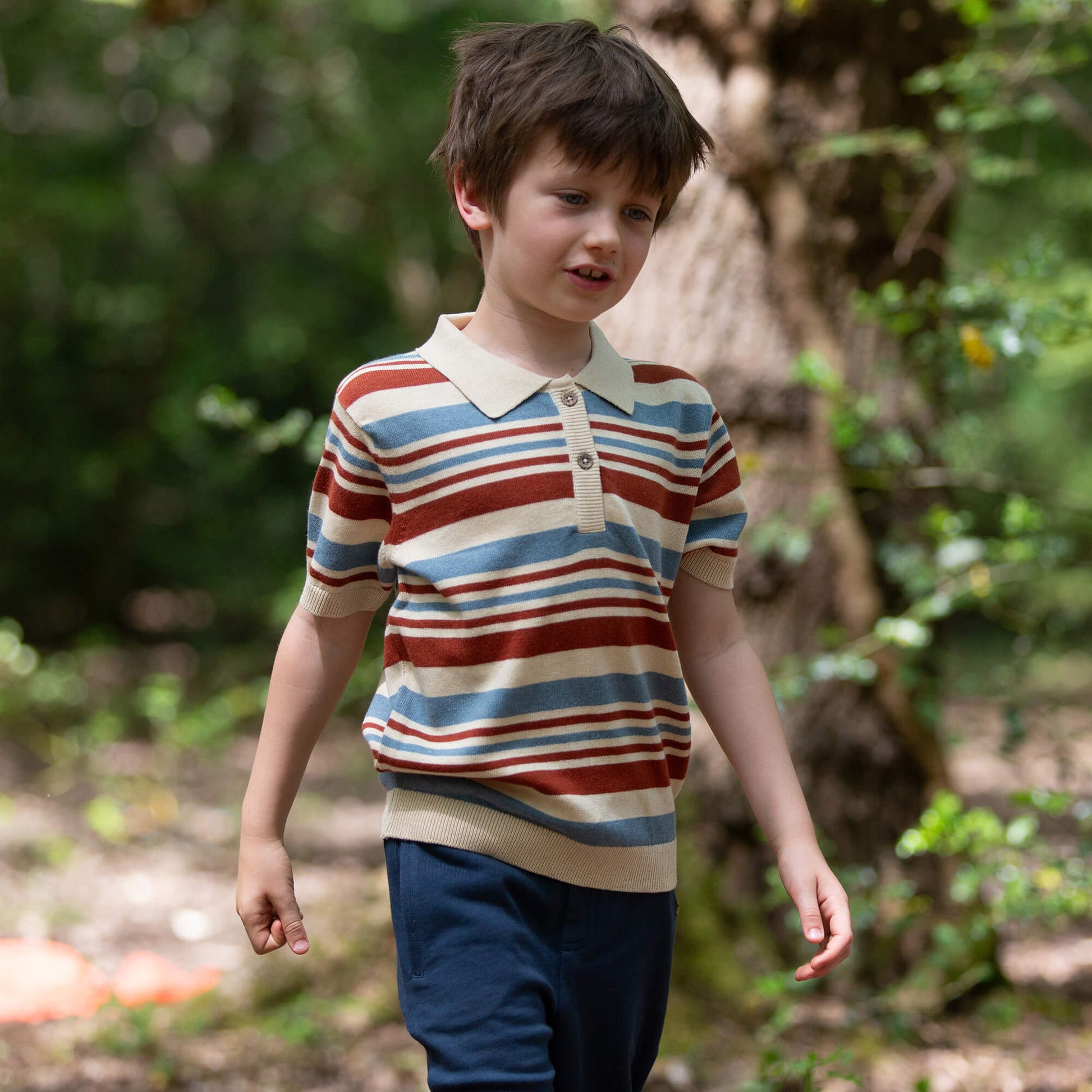 Nautical Striped Short Sleeve Knitted Top Multi / 7-8y