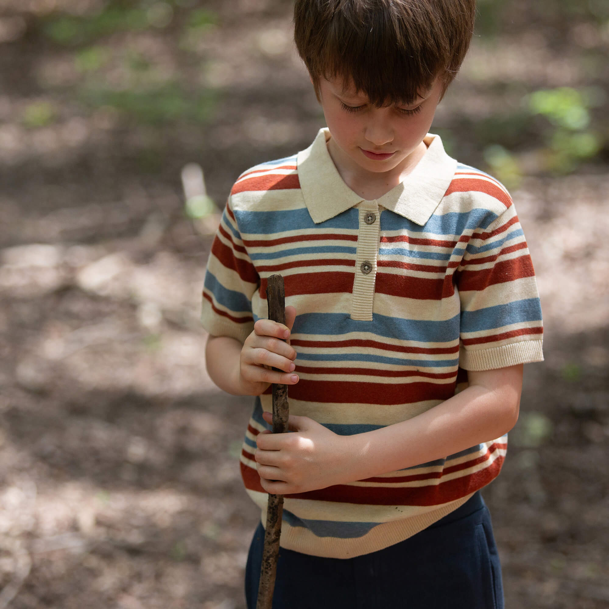 Nautical Striped Short Sleeve Knitted Top Multi / 7-8y