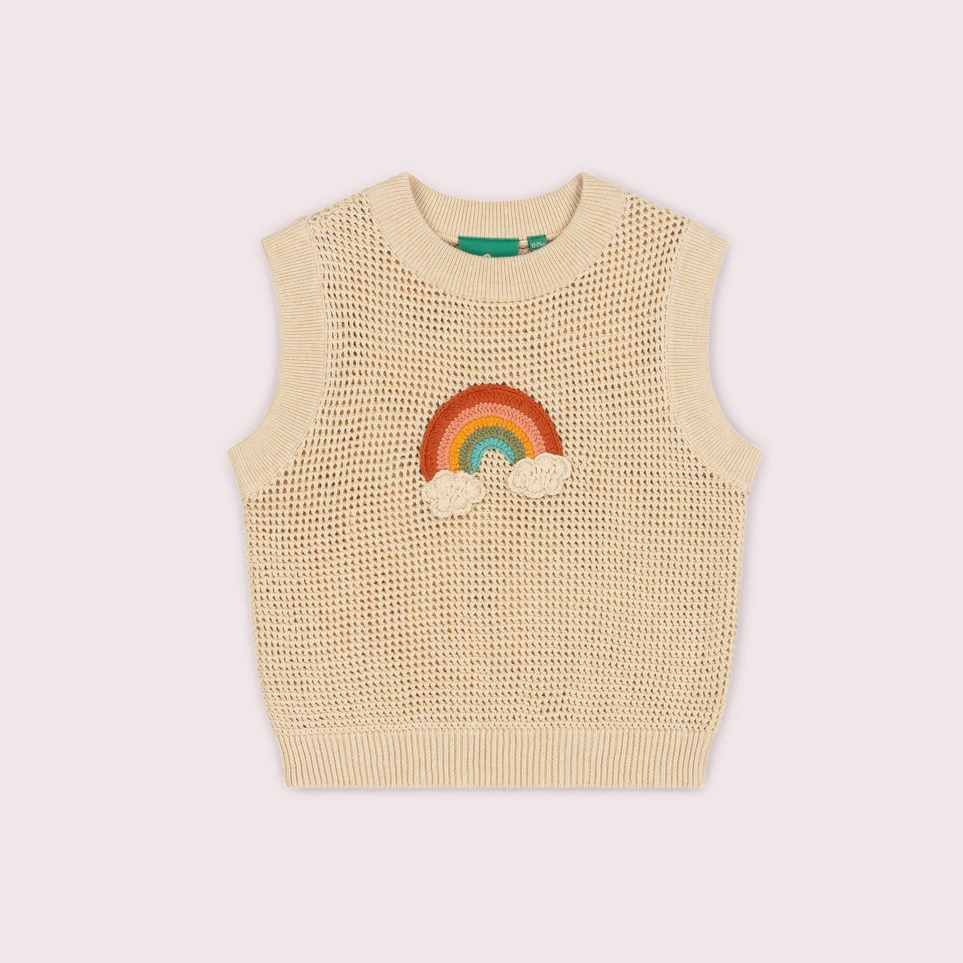 Rainbow Applique Knitted Pullover Oatmeal / 7-8y