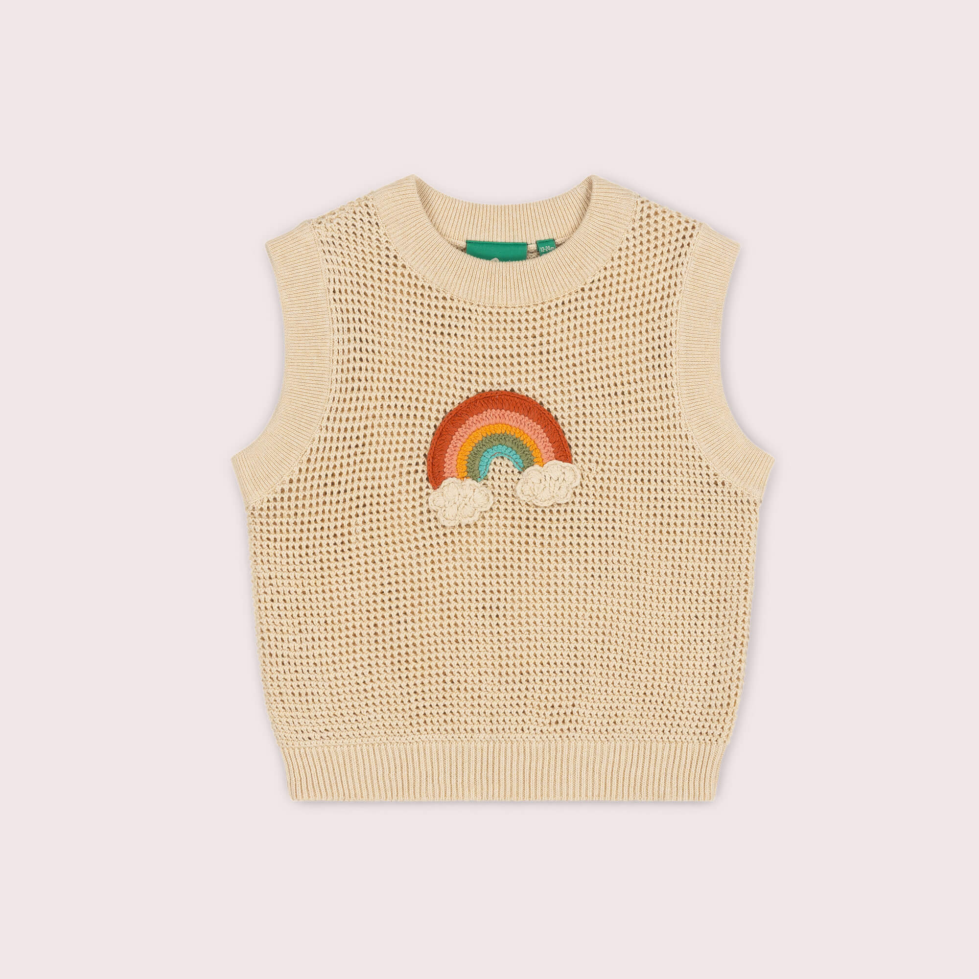 Rainbow Applique Knitted Pullover Oatmeal / 7-8y