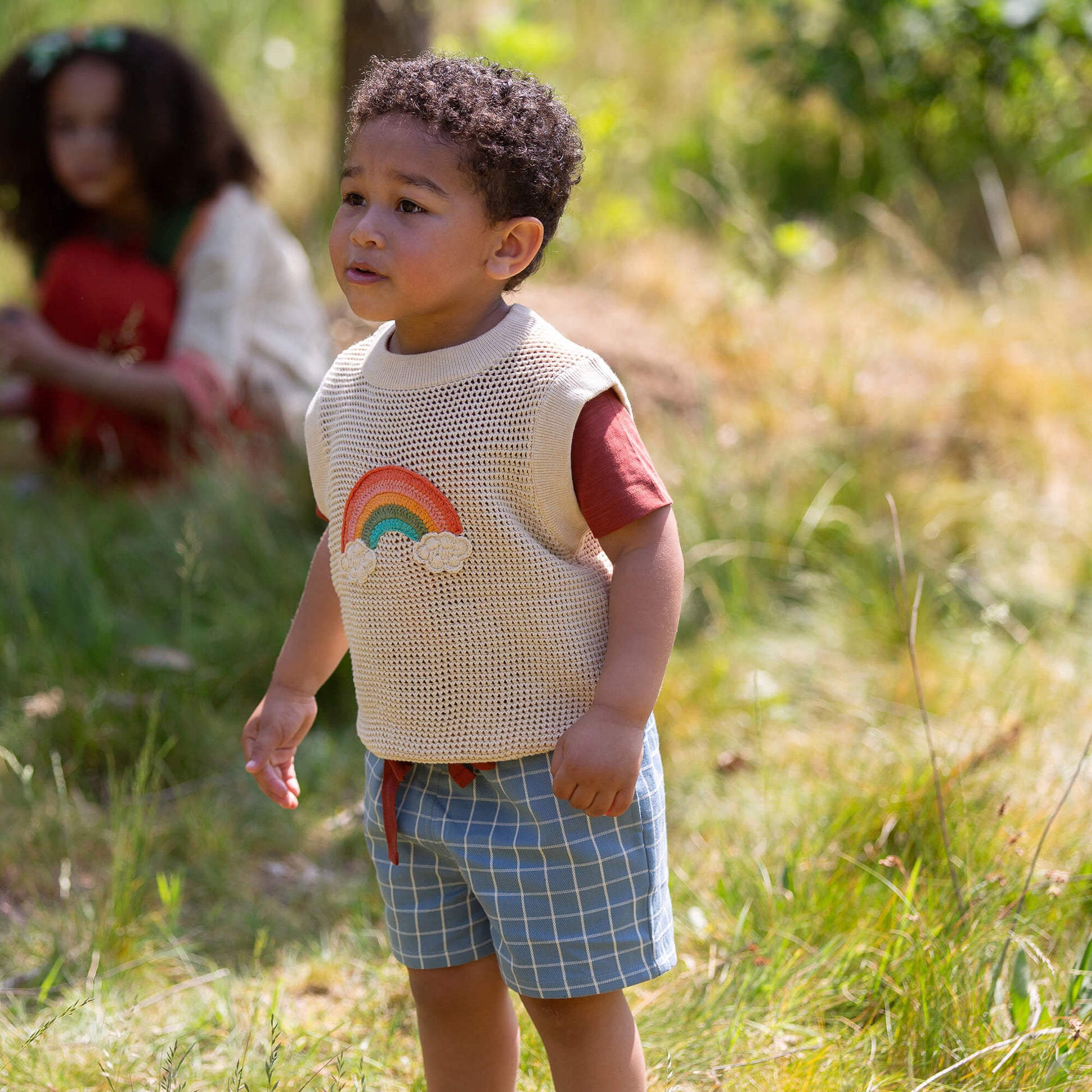 Rainbow Applique Knitted Pullover Oatmeal / 7-8y