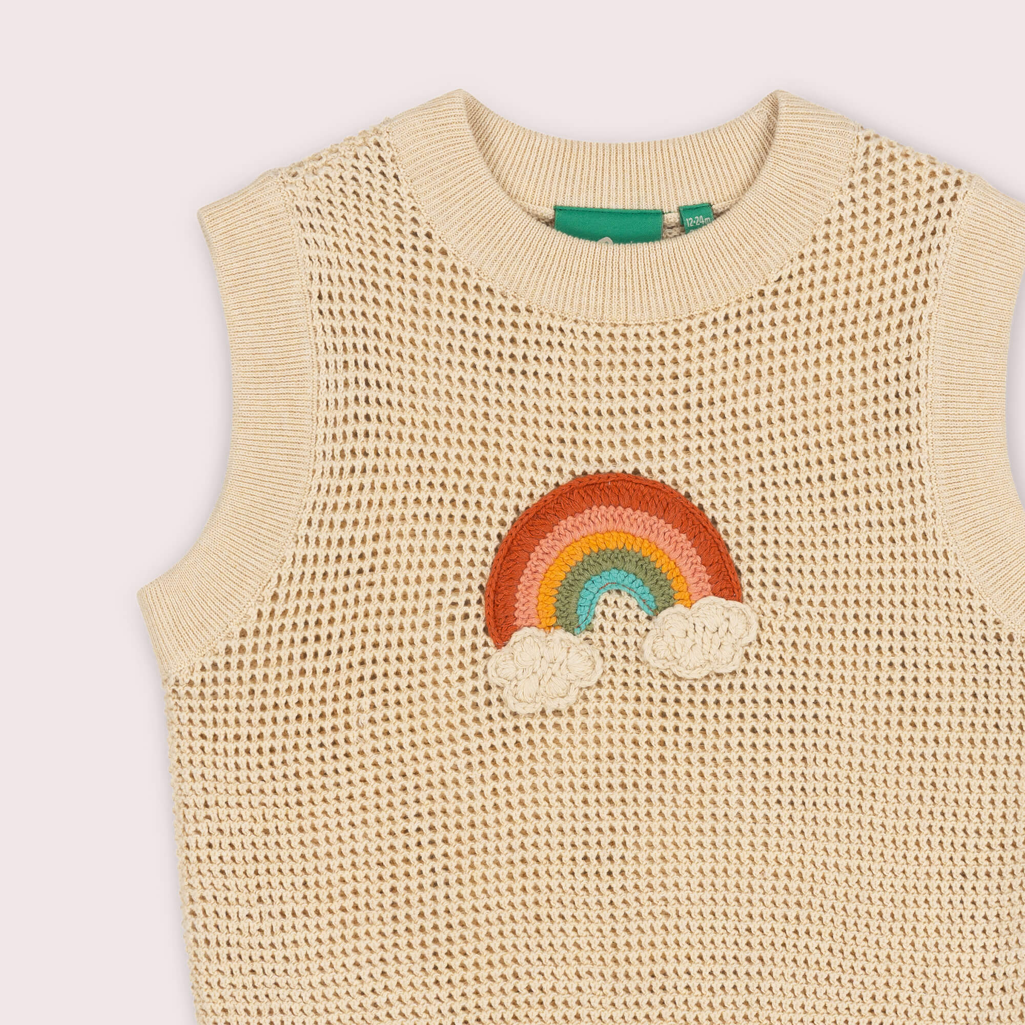 Rainbow Applique Knitted Pullover Oatmeal / 7-8y