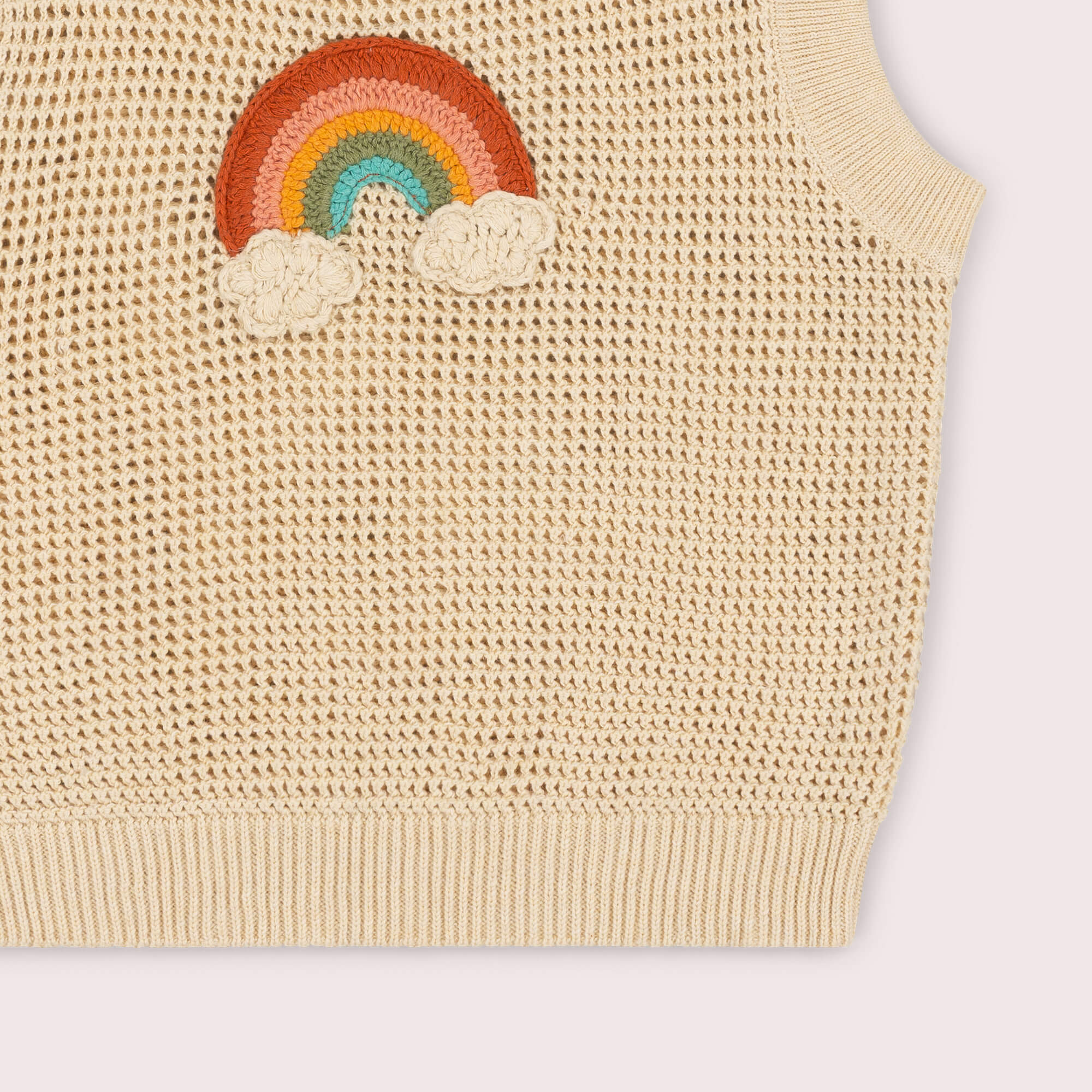 Rainbow Applique Knitted Pullover Oatmeal / 7-8y