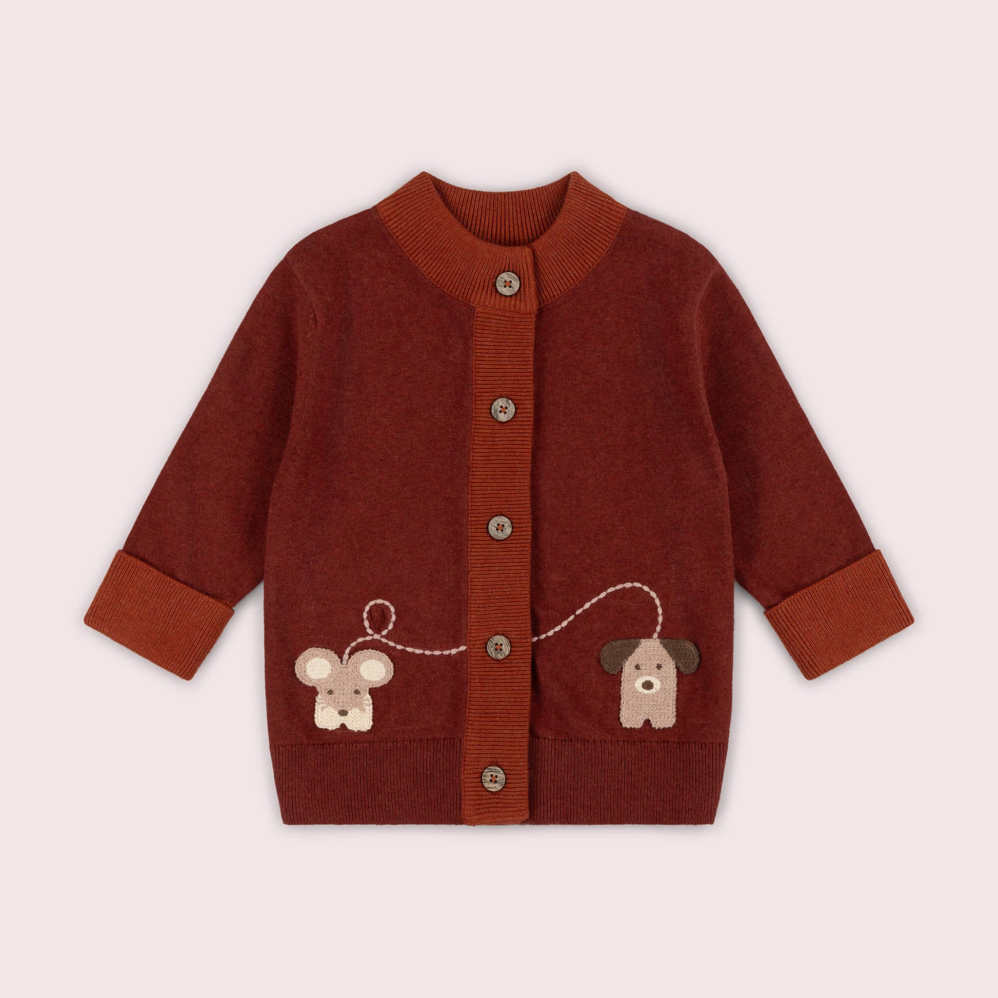 Pawfect Applique Knitted Cardigan Brown / 7-8y